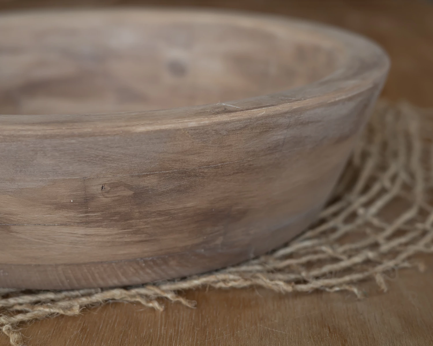 Brown round wooden bowl - 36cm