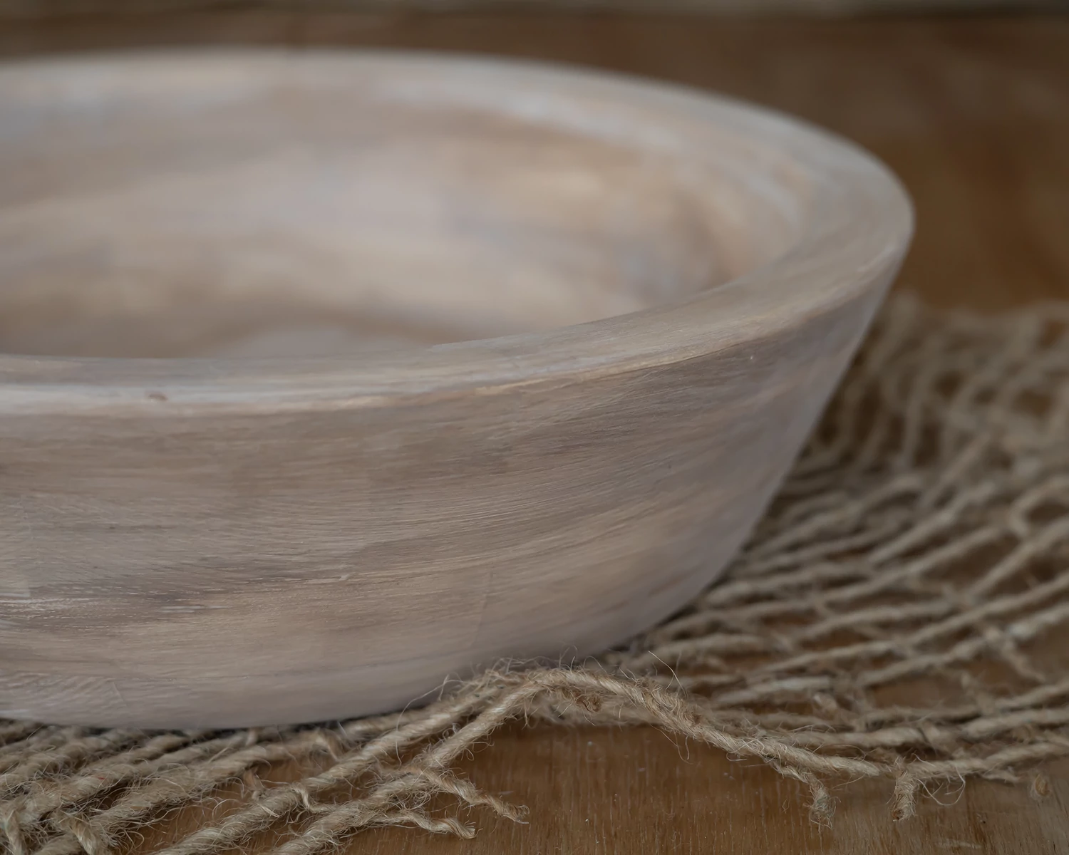 Beige round wooden bowl - 36cm