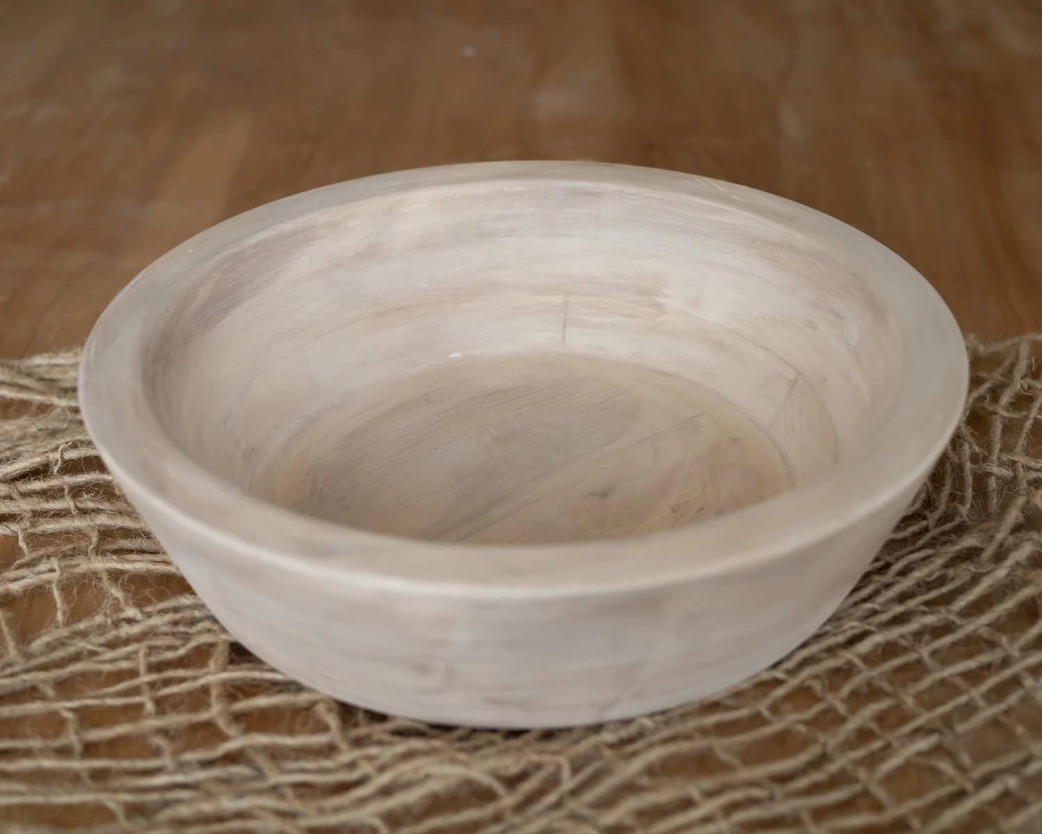 Light beige round wooden bowl - 36cm