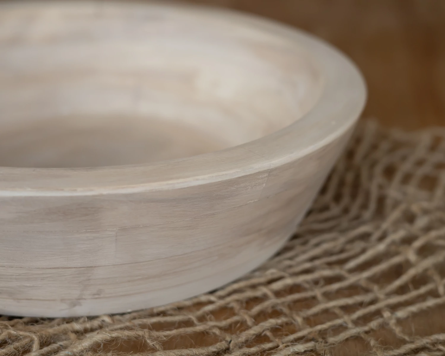Light beige round wooden bowl - 36cm