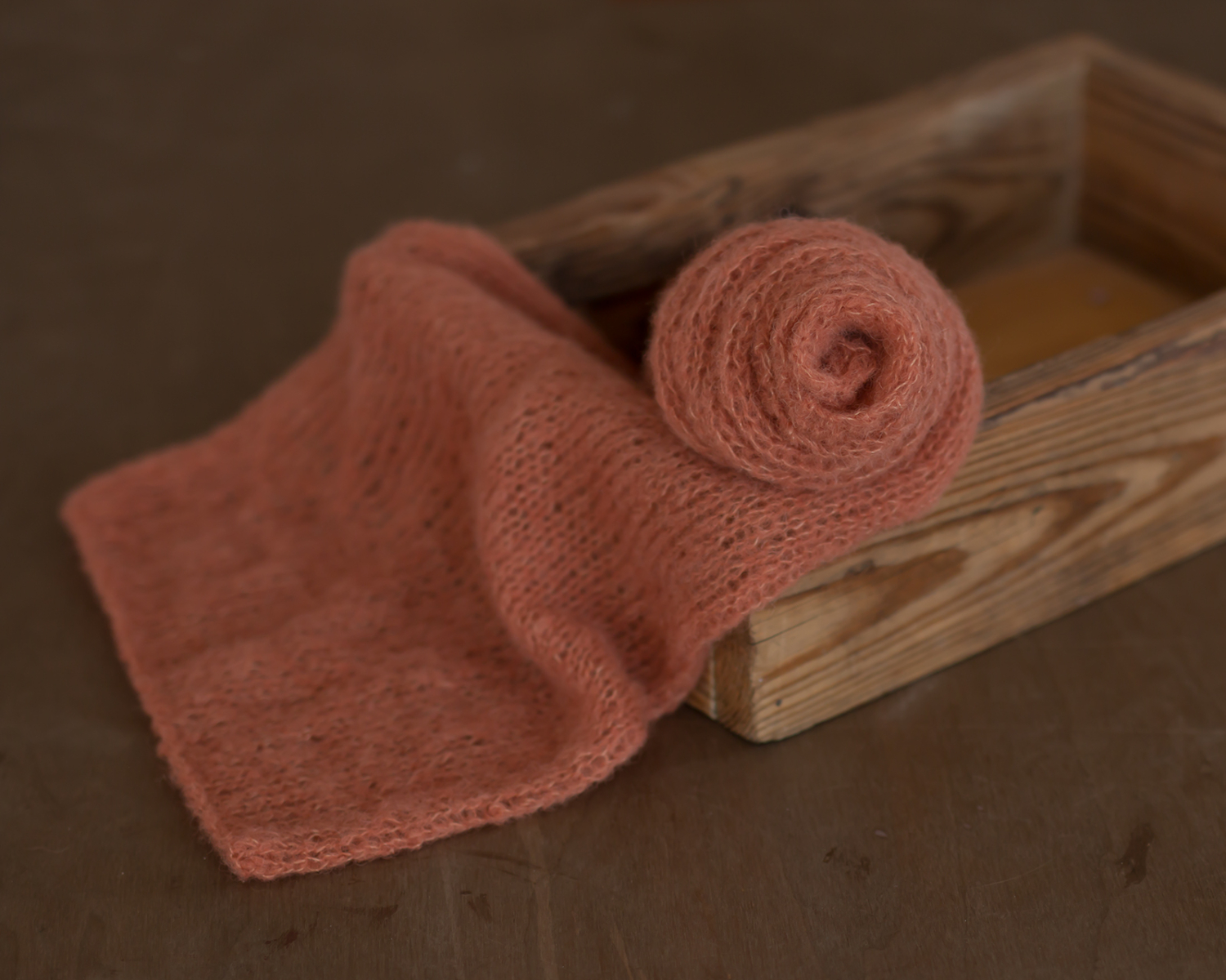 Terrakotta mohair, kötött wrap (150cm), vagy wrap+bonnet szett