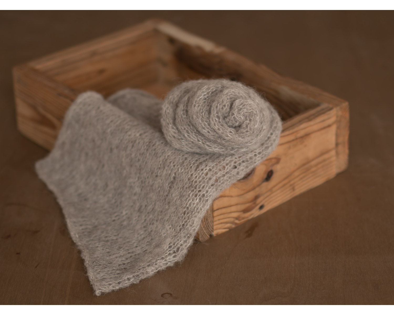 Light gray mohair knitted Wrap 150cm (59 in) or set with the  matching newborn Bonnet