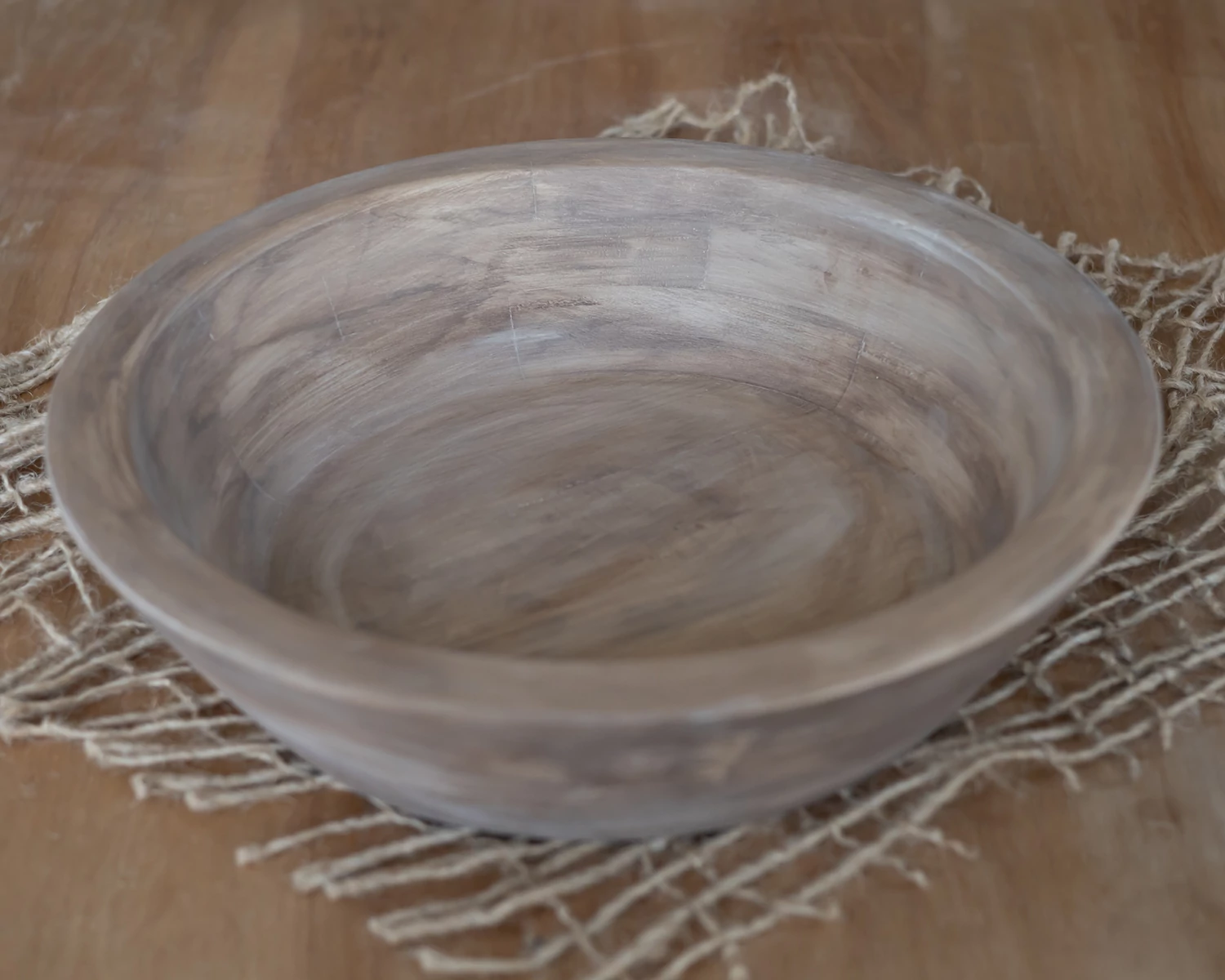 Brown round wooden bowl - 39cm