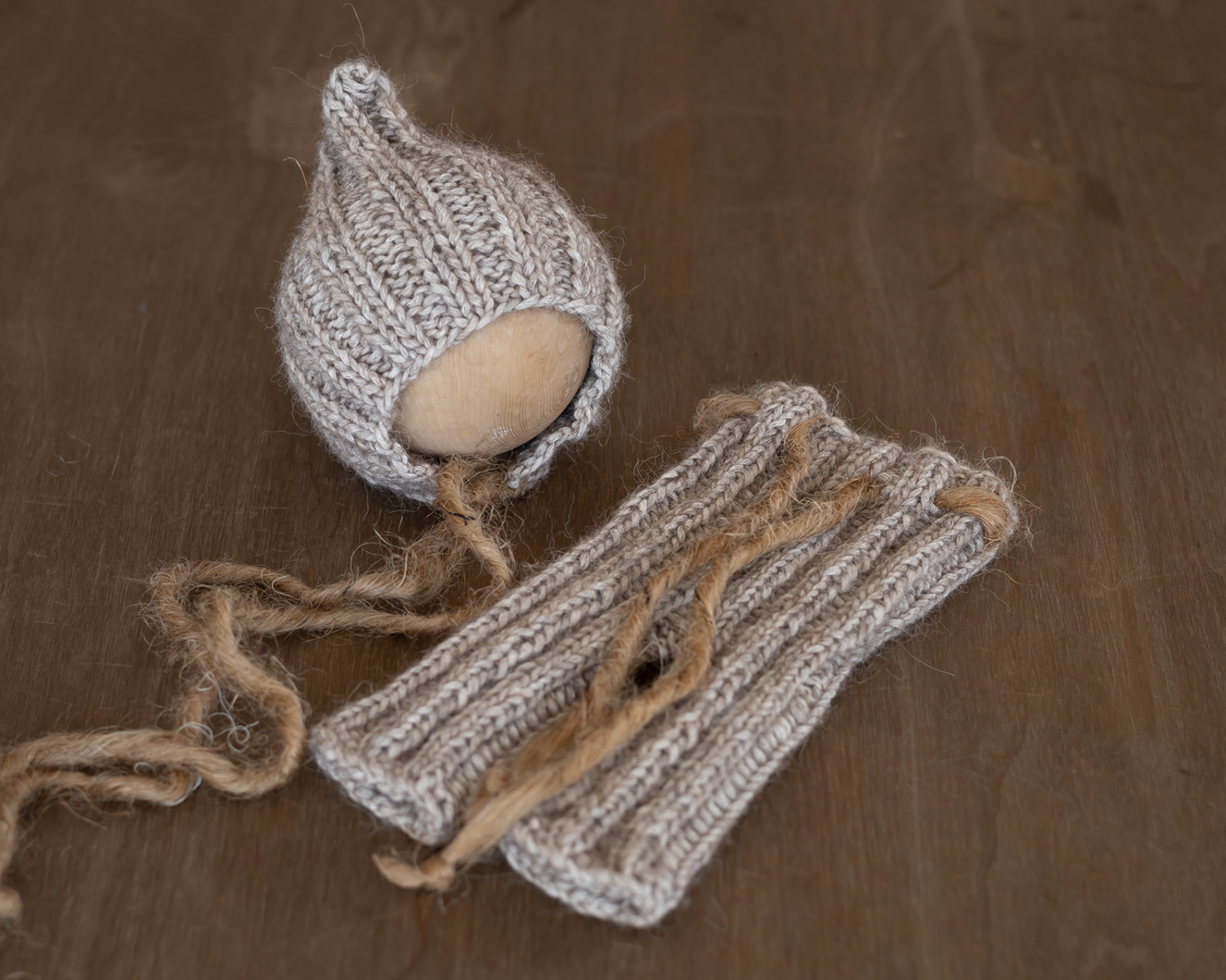 Taupe Newborn Set: Pants and Pixie Hat