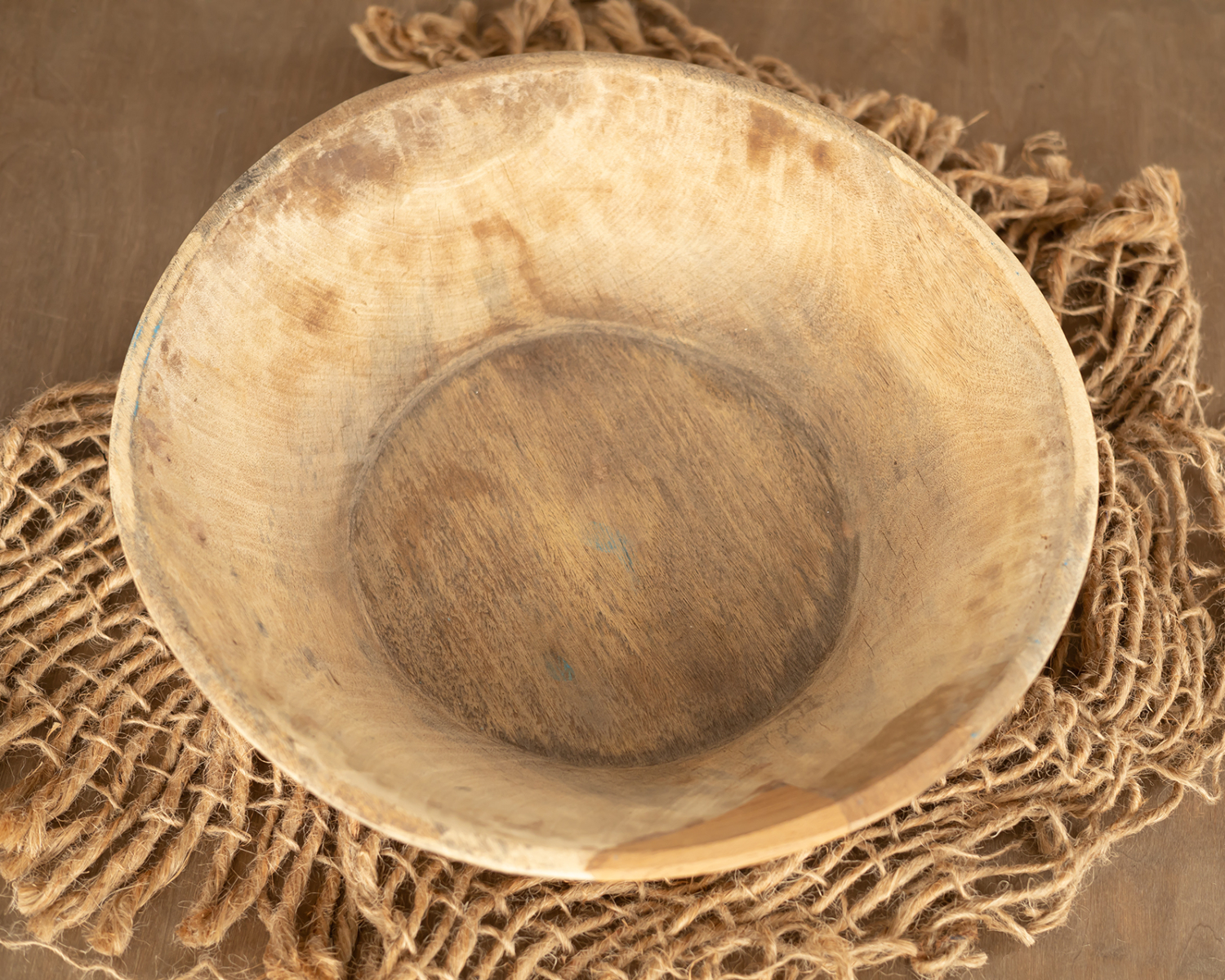 "A" Natural brown wooden bowl - 40cm