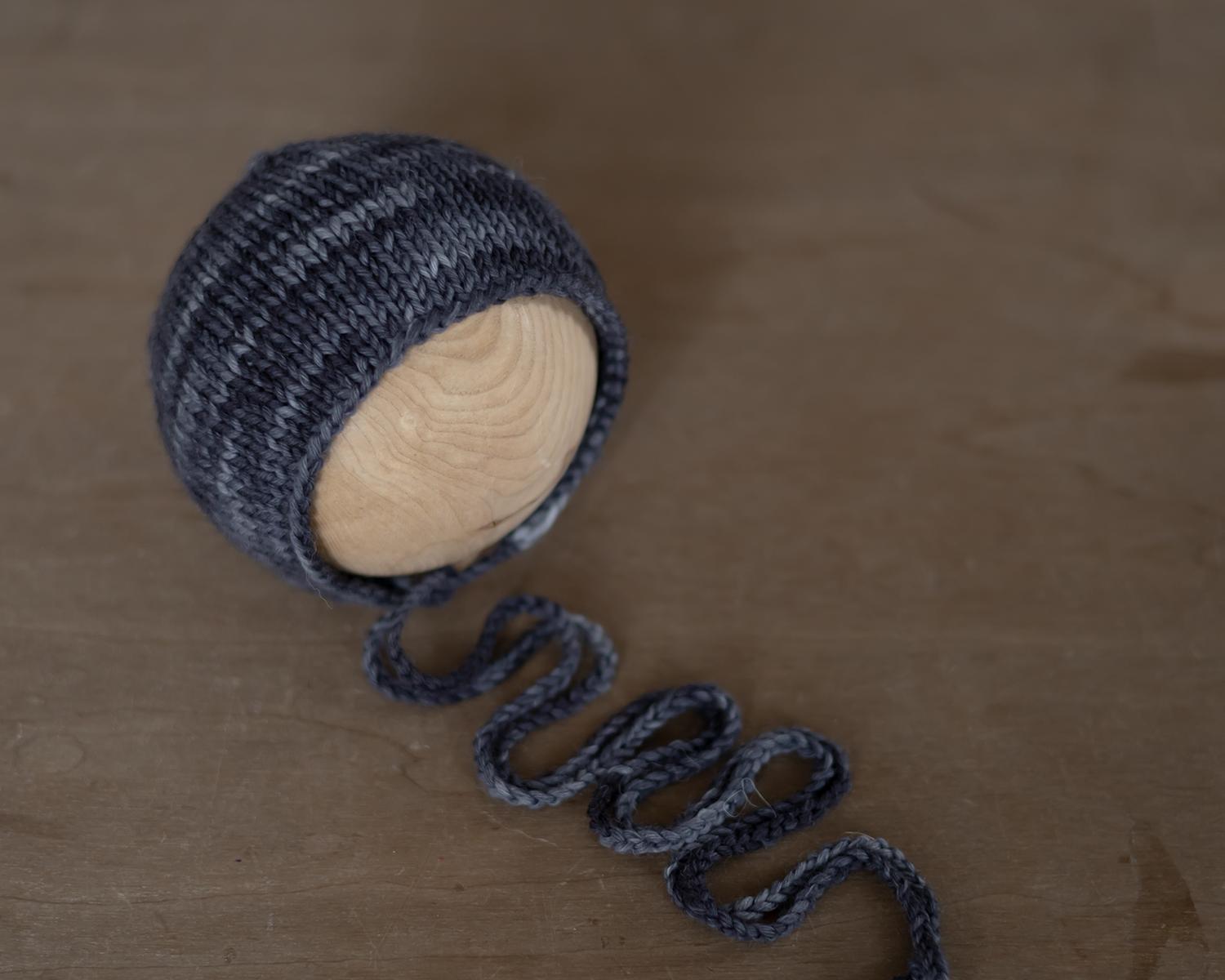 Anthracite Hand Dyed Newborn Bonnet