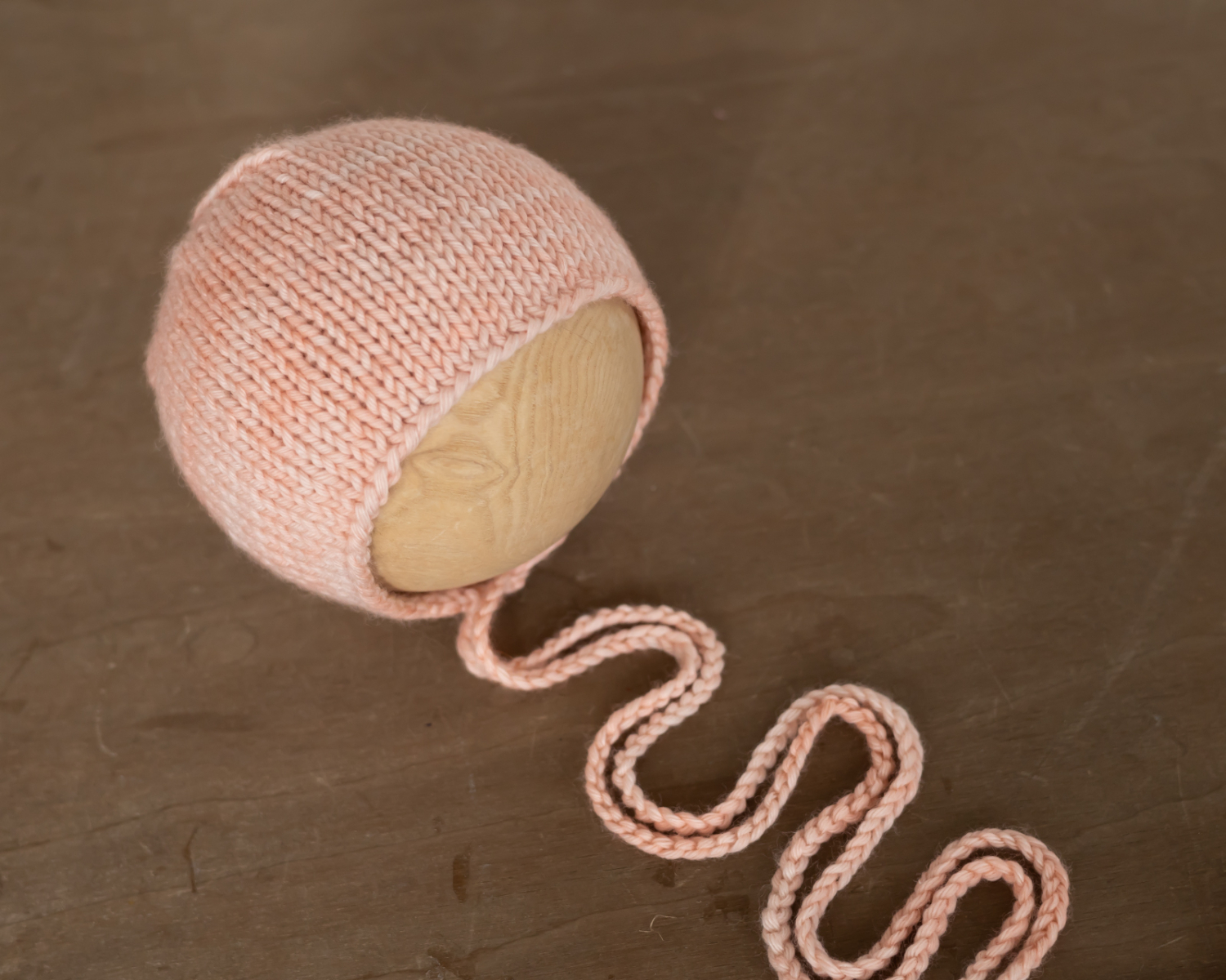Light Peach Hand Dyed Newborn Bonnet
