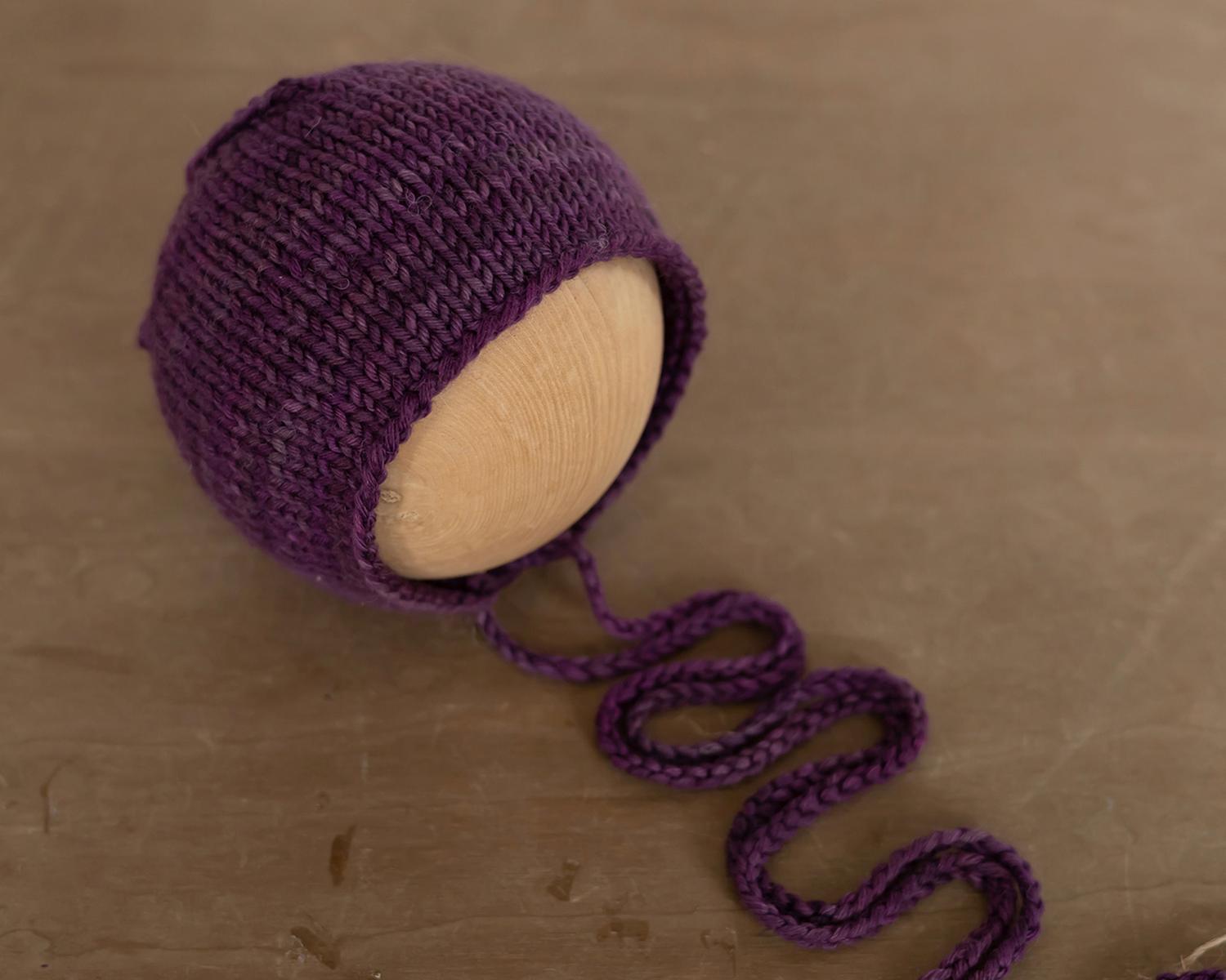 Eggplant Hand Dyed Newborn Bonnet