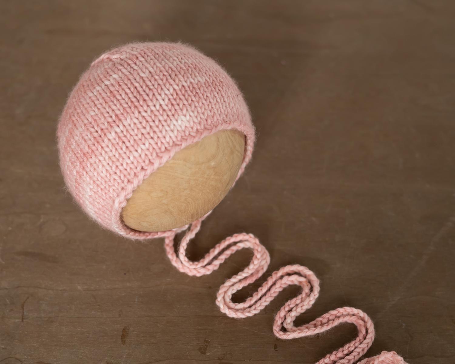 Pink Hand Dyed Newborn Bonnet