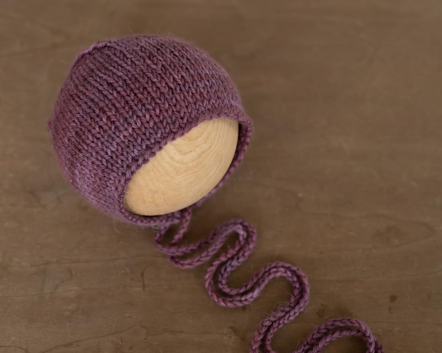 Grape Hand Dyed Newborn Bonnet