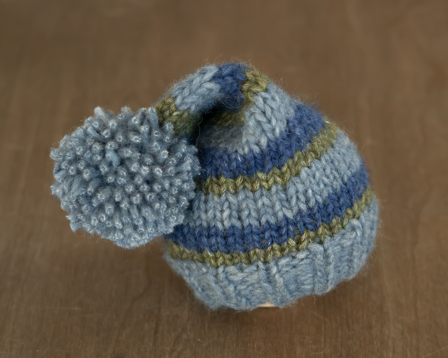 Blue -Green sstriped Newborn Mohair Sleepy Hat