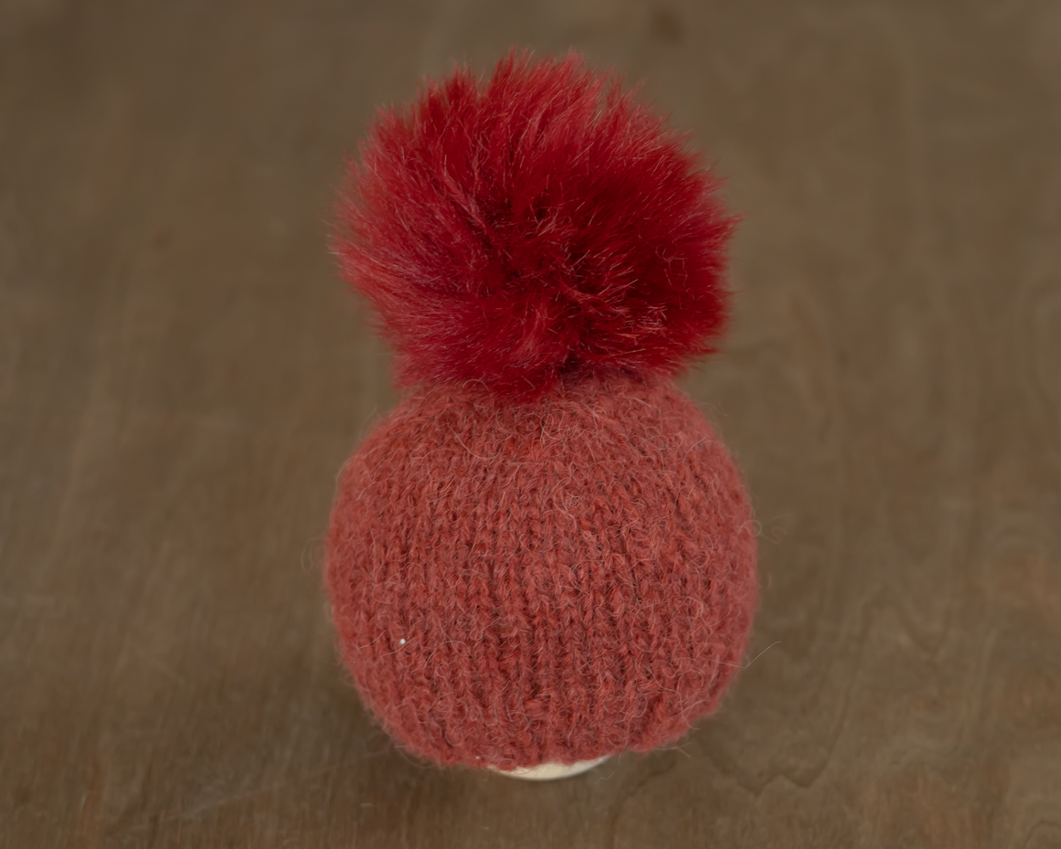 Berry Newborn Hat with Fur PomPom