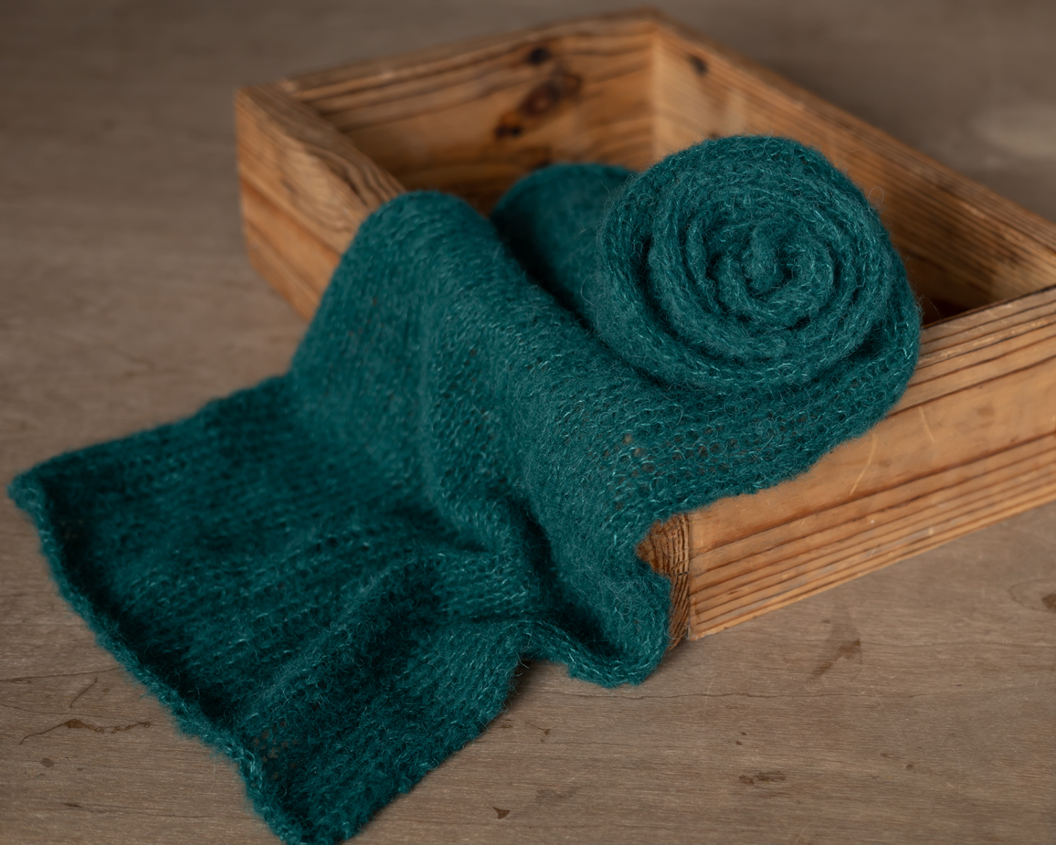 Petrol green mohair knitted Wrap 150cm (59 in)  or set with the matching newborn Bonnet
