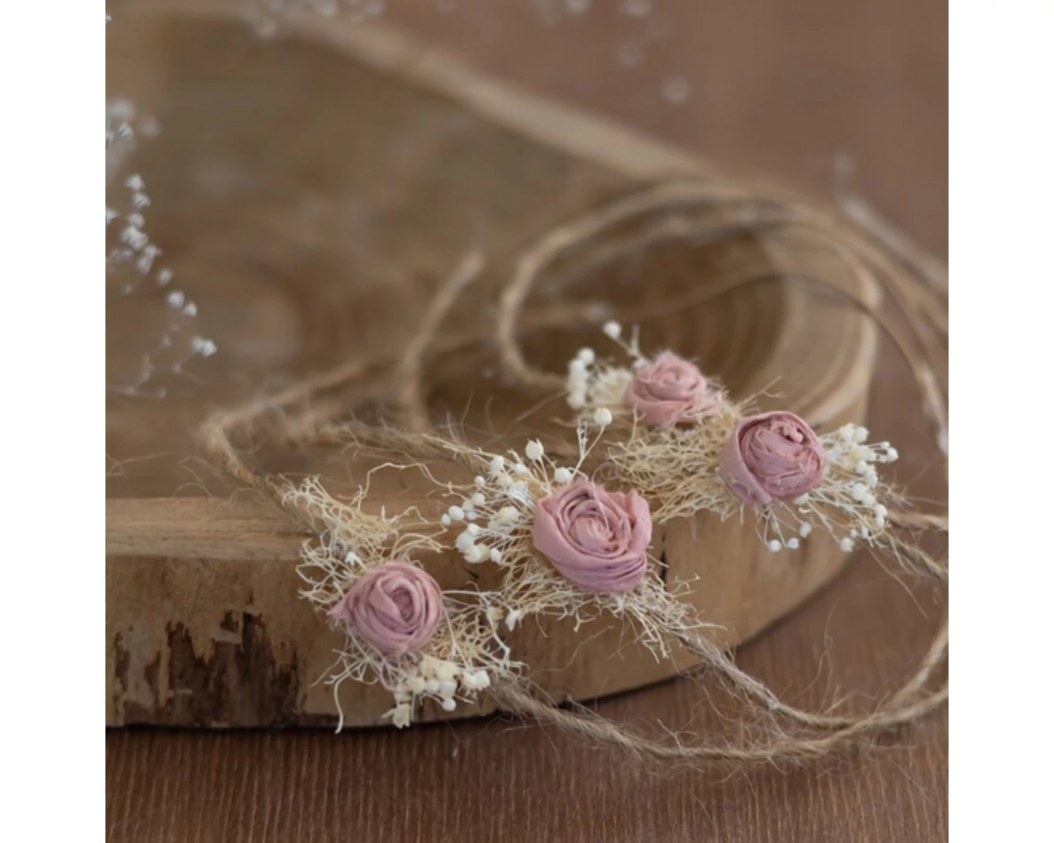 Rustic Floral Newborn Headband, Rose