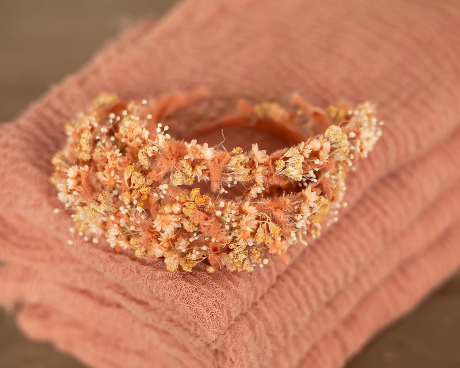 Bright terracotta headband + gauze wrap set