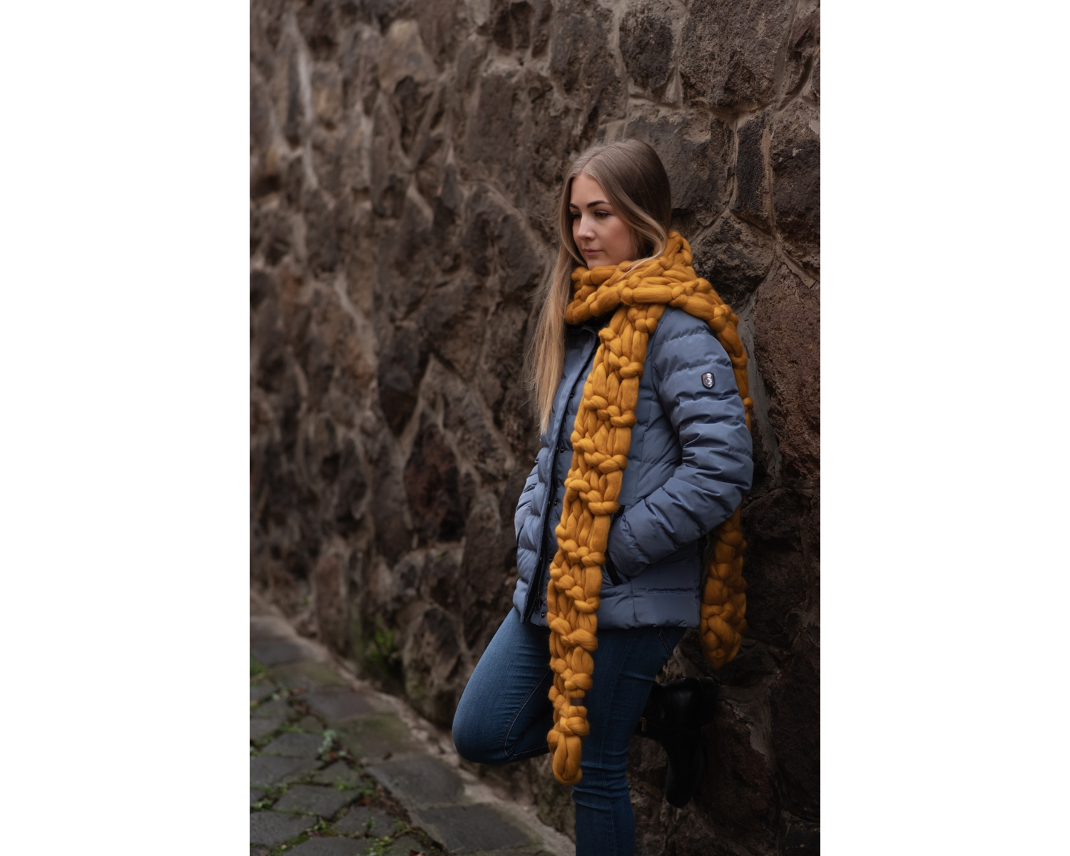 Saffron Giant Knitted Extra Long, Oversized Scarf