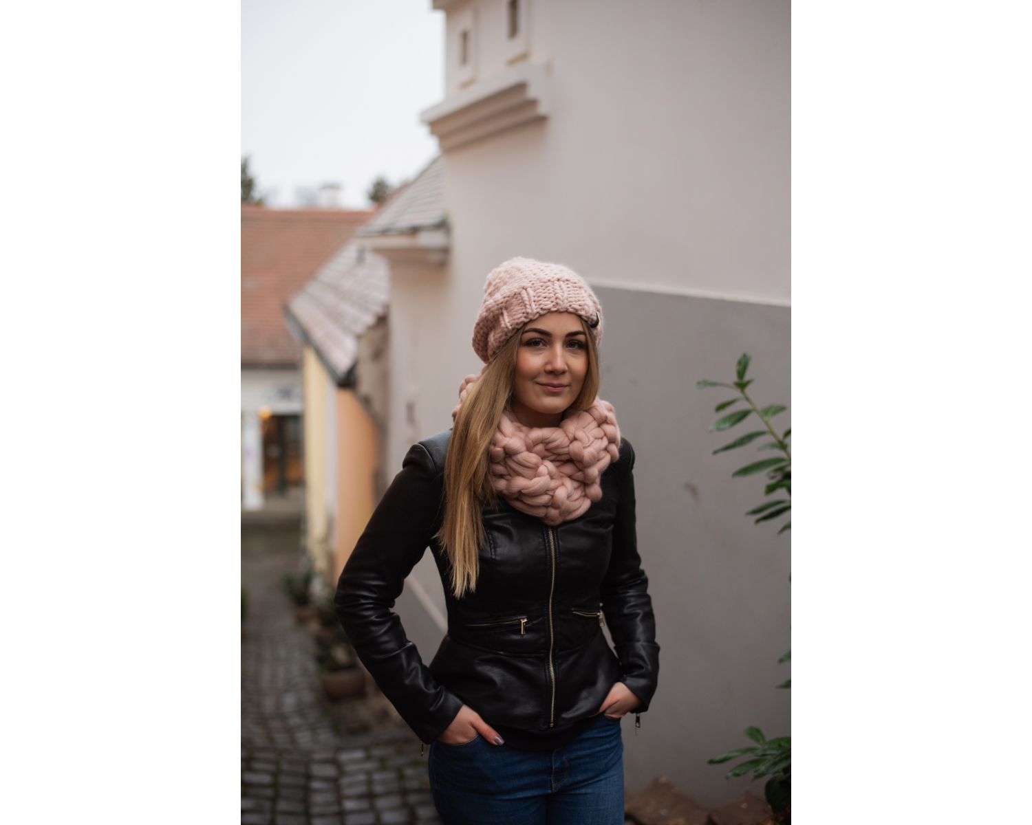 Pink Blush Chunky Knitted Infinity Scarf