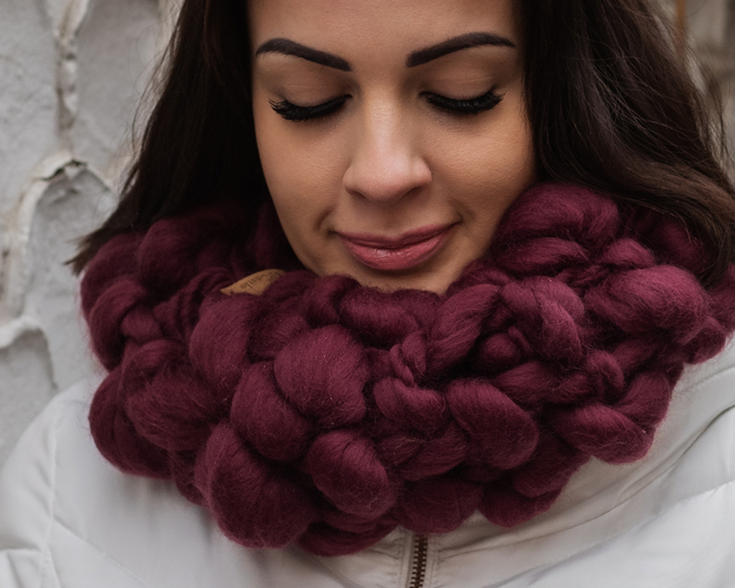 Berry Chunky Knitted Infinity Scarf