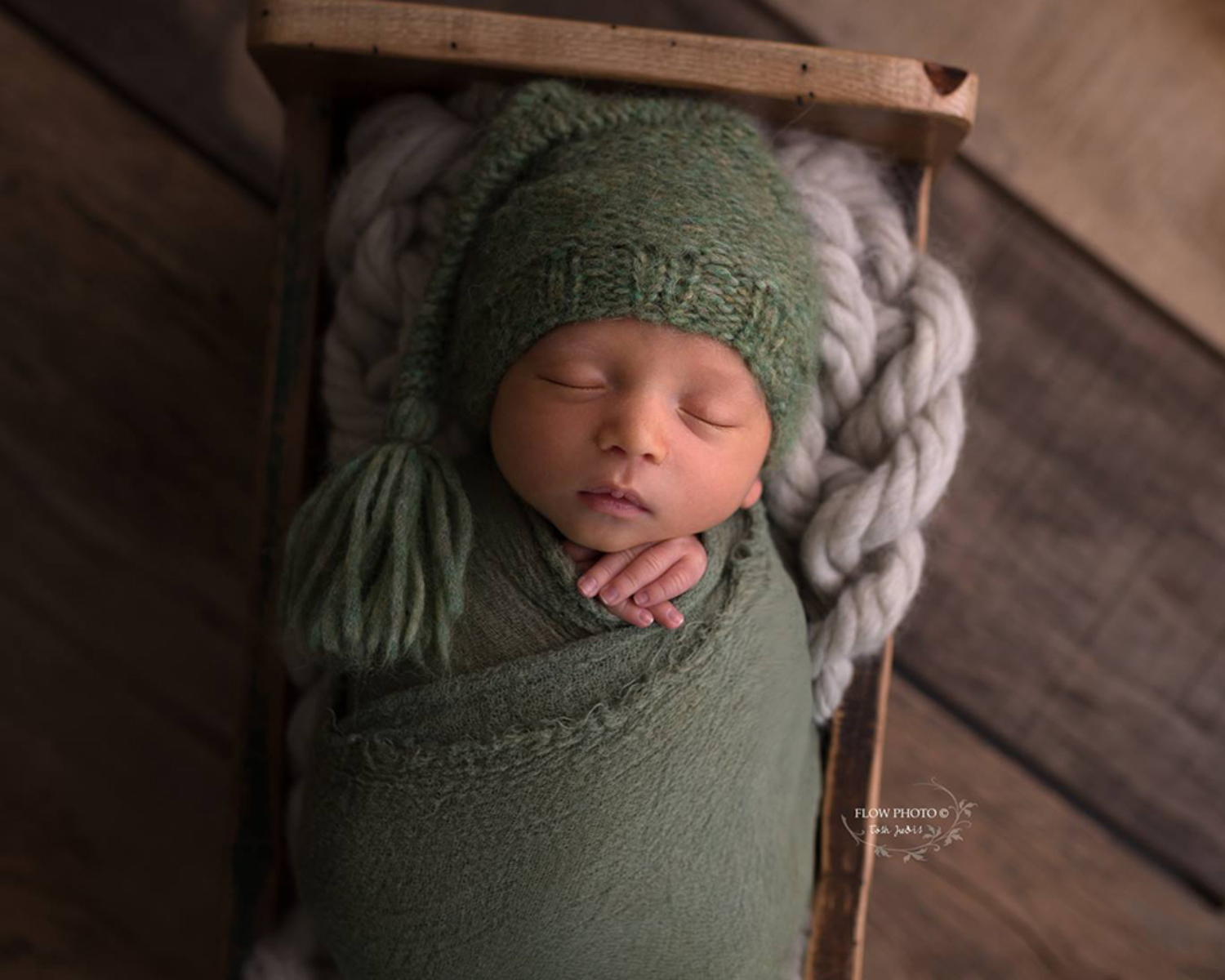 Green Knitted Newborn Elf Hat