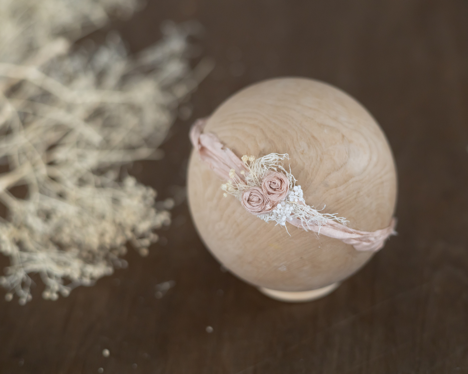 Pale dusty peach silk floral headband