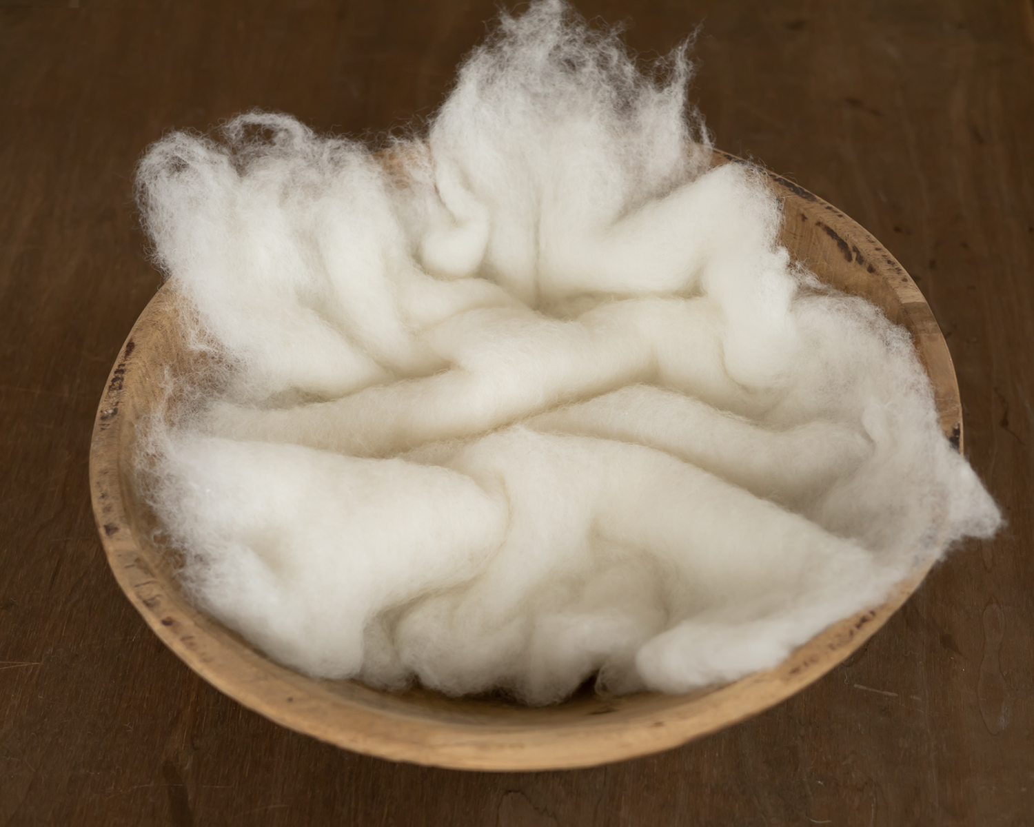 Ivory White Wool Fluff Basket Stuffer - middle size