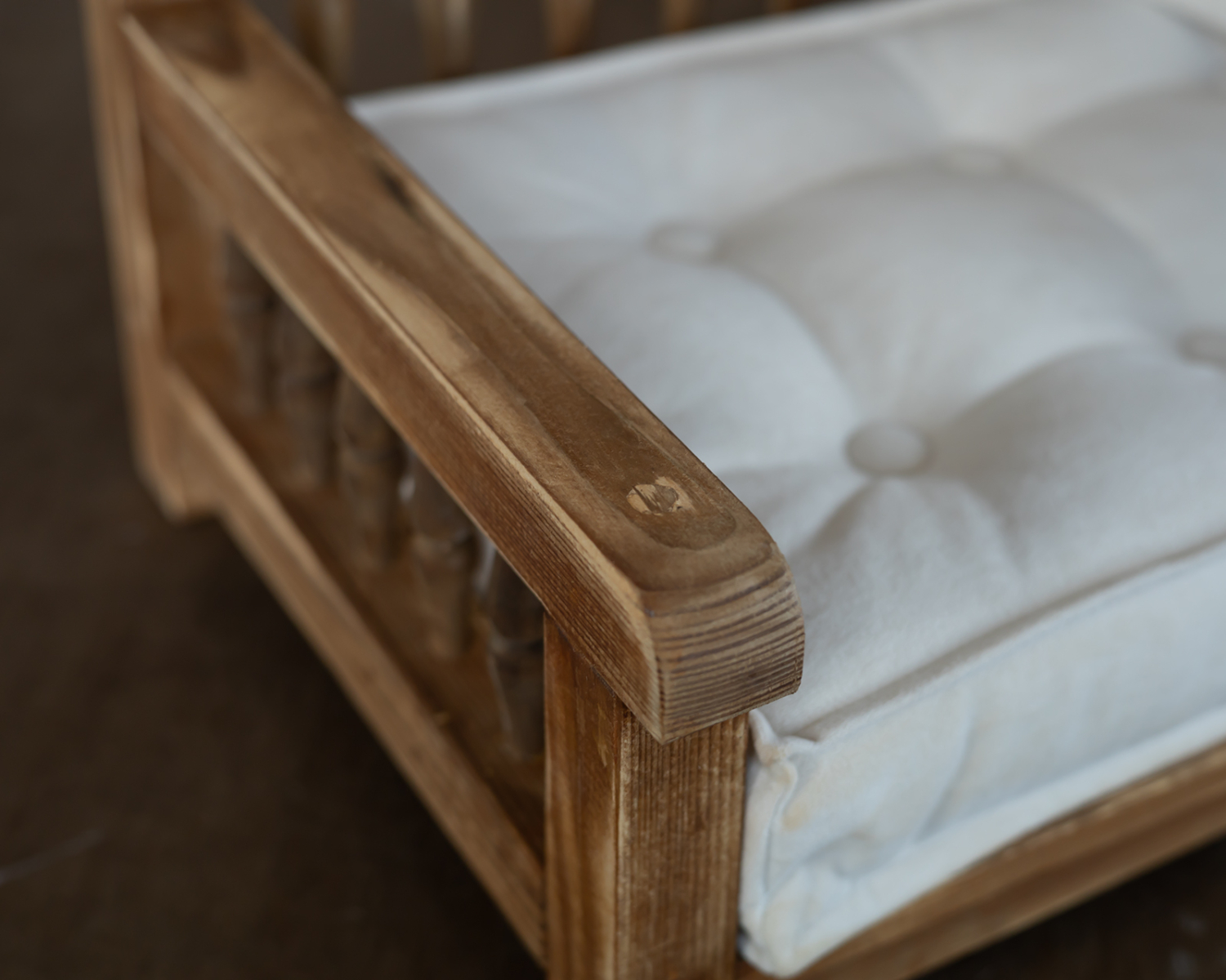 Newborn photo prop - brown wooden bench antique style