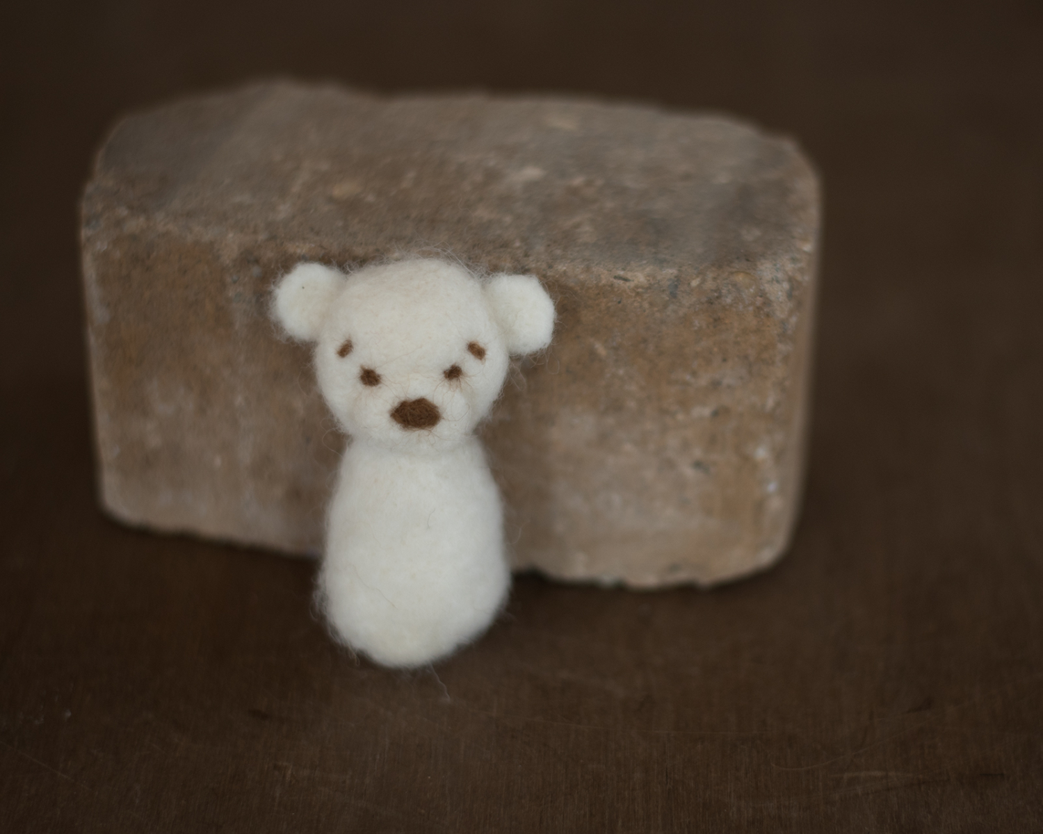 Felted, Mini Ivory-brown Bear