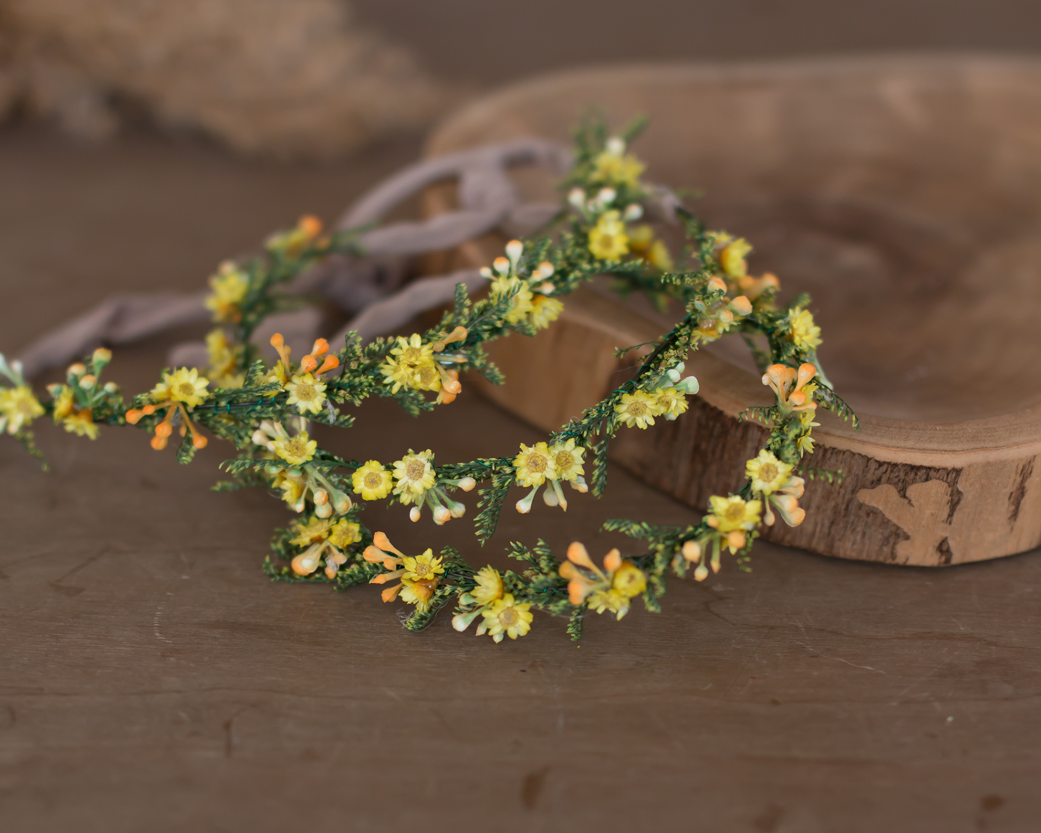 Yellow Green Floral Halo/ Wreath 