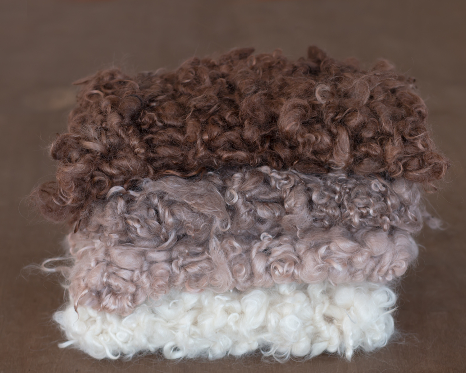 Rustic, Curly Light Beige Mini Wool Blanket / Layer
