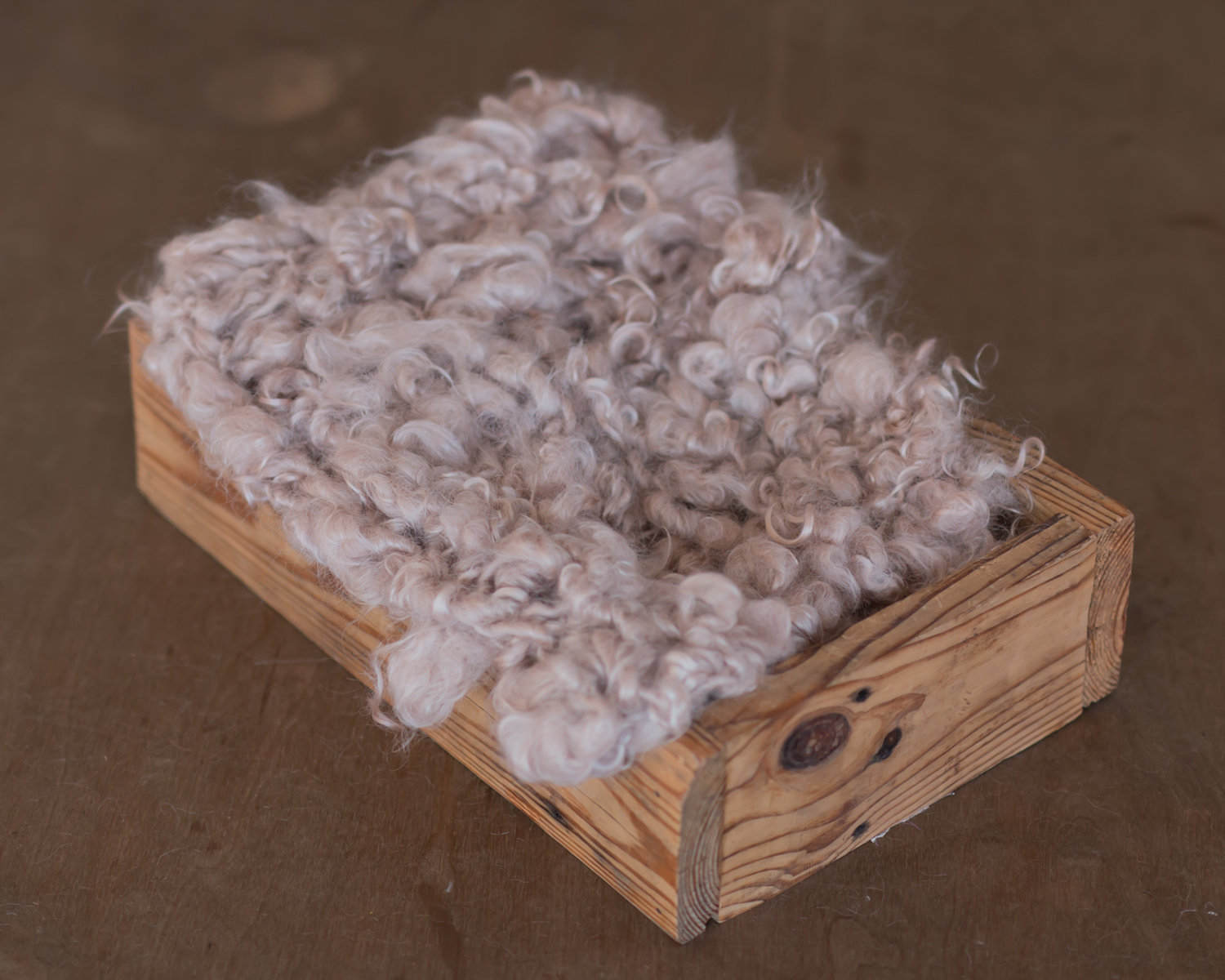 Rustic, Curly Light Beige Mini Wool Blanket / Layer