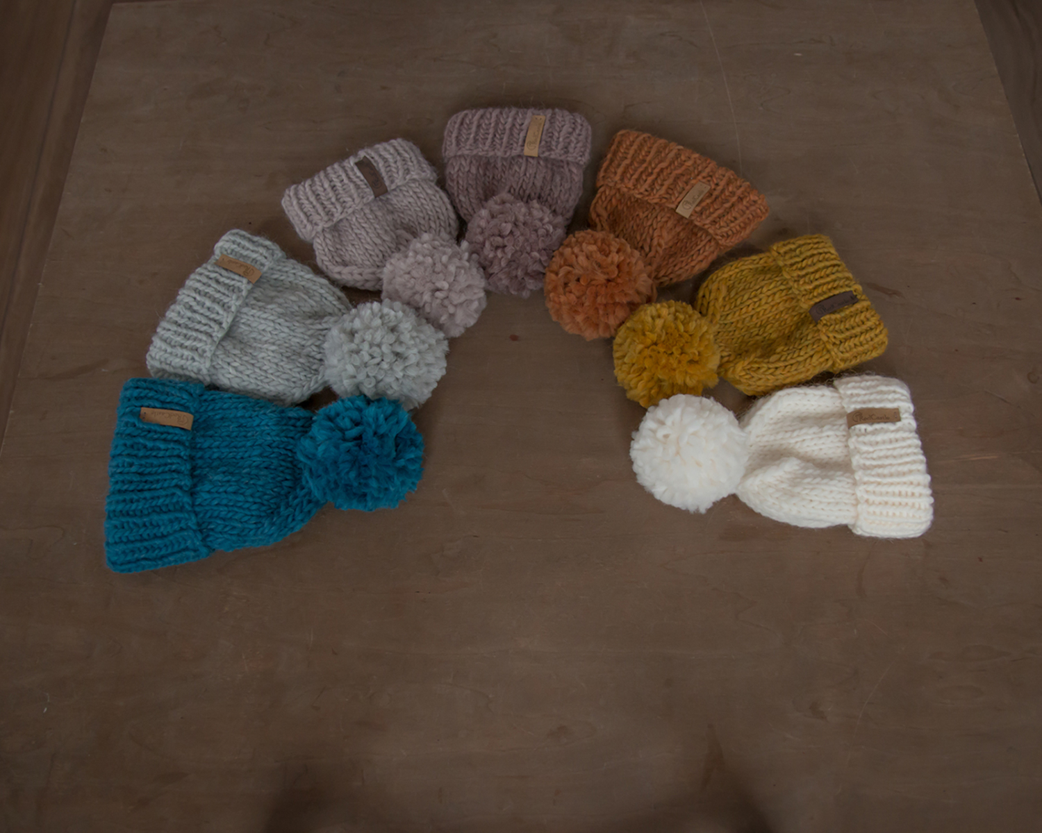 Ivory knit pom-pom hat for girls or boys