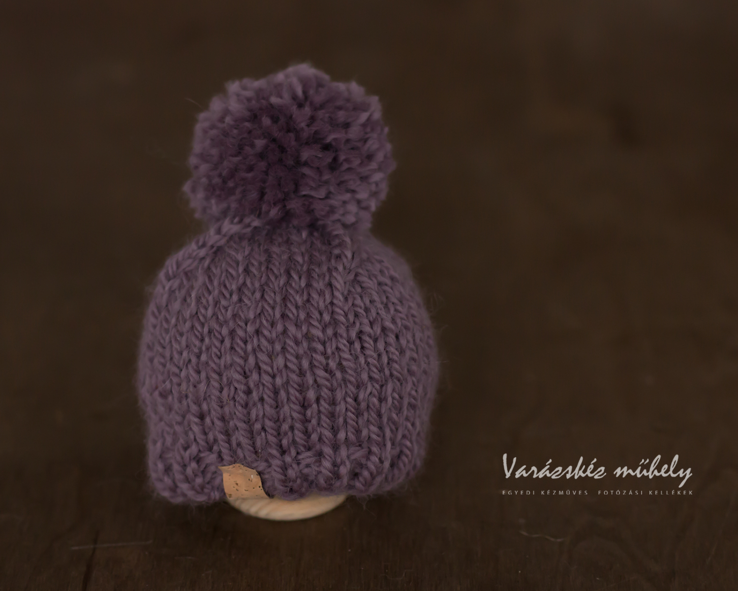 Mauve-Purple Knitted Newborn Hat