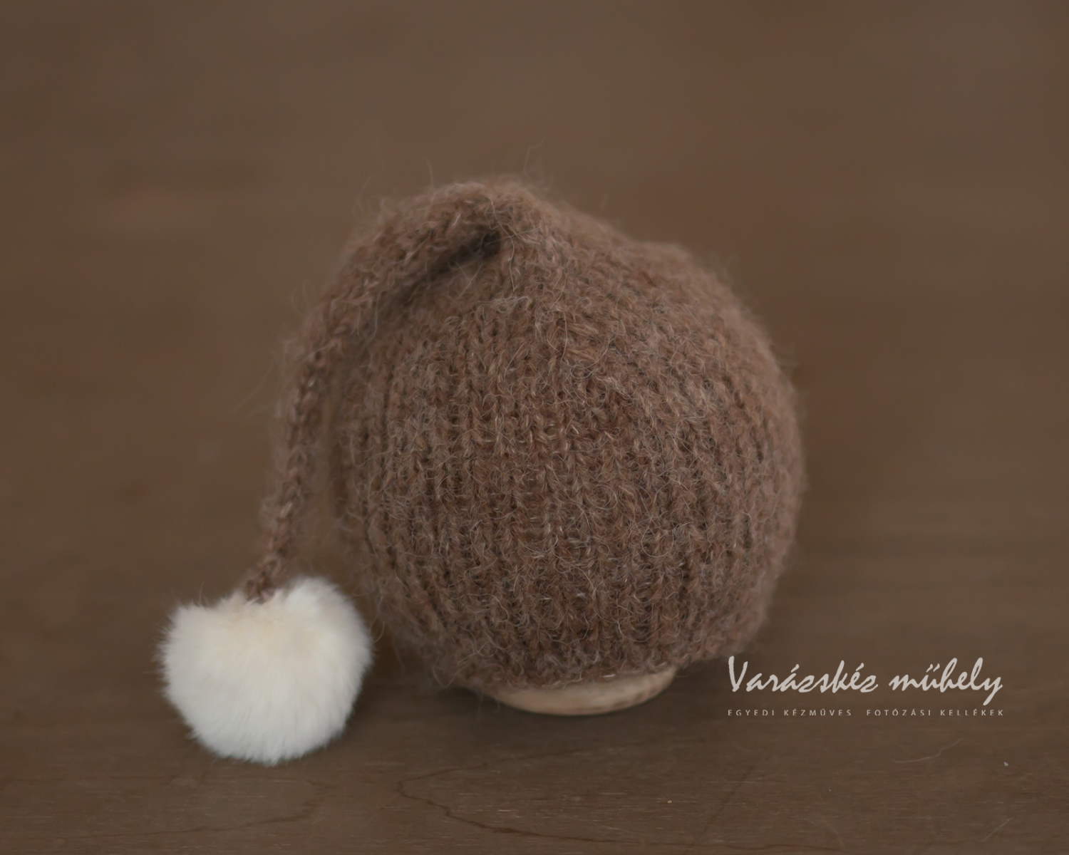 Brown Newborn Mohair Sleepy Hat
