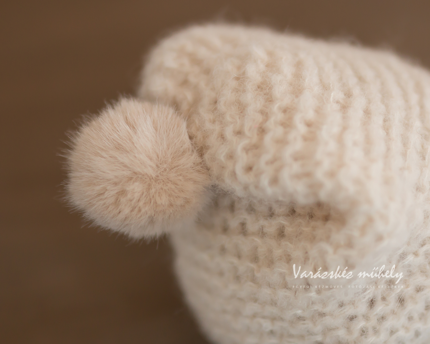 Of White Newborn Slouchy Hat with Fur Pom Pom
