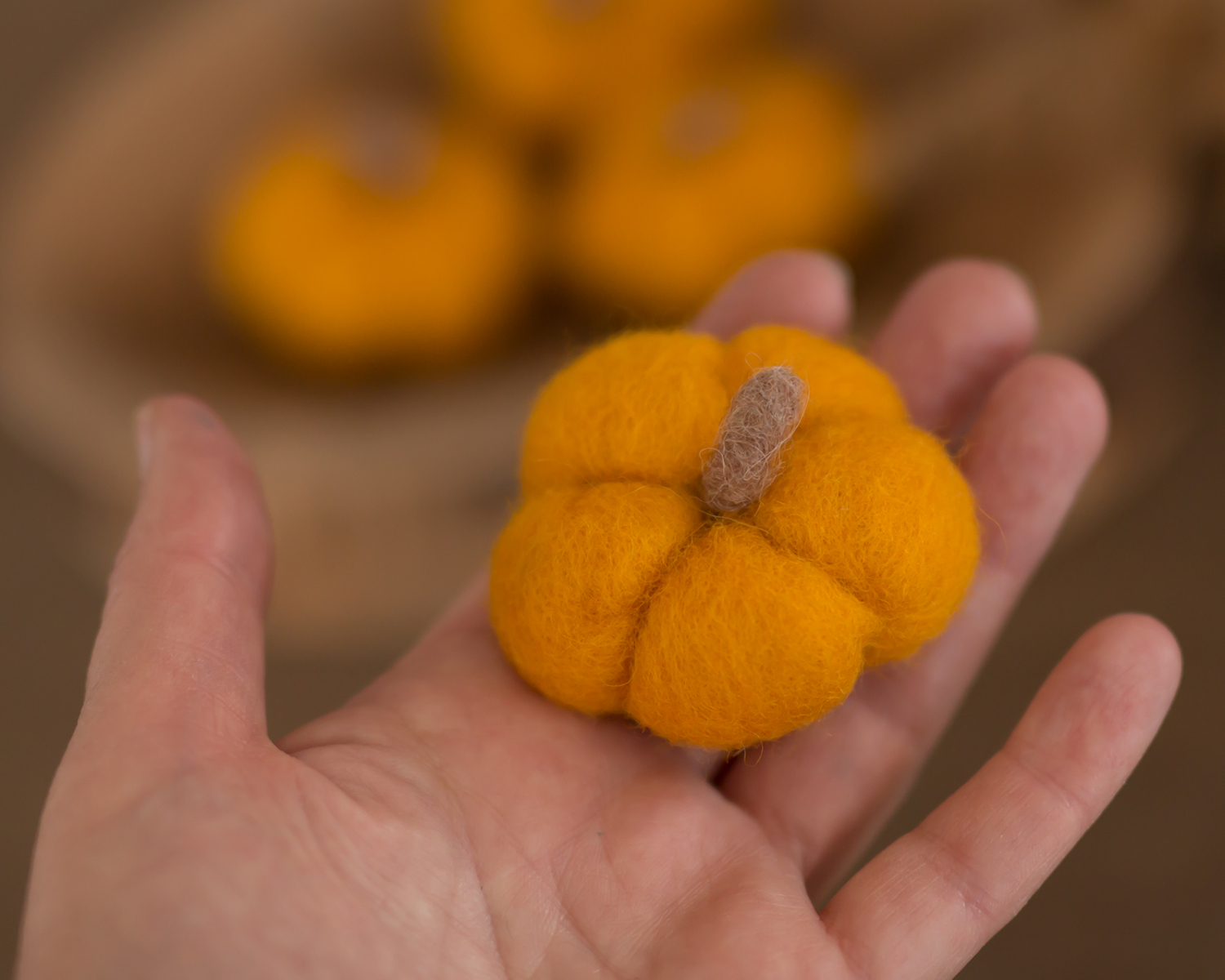 Set of two Yellow Felted Pumpkins