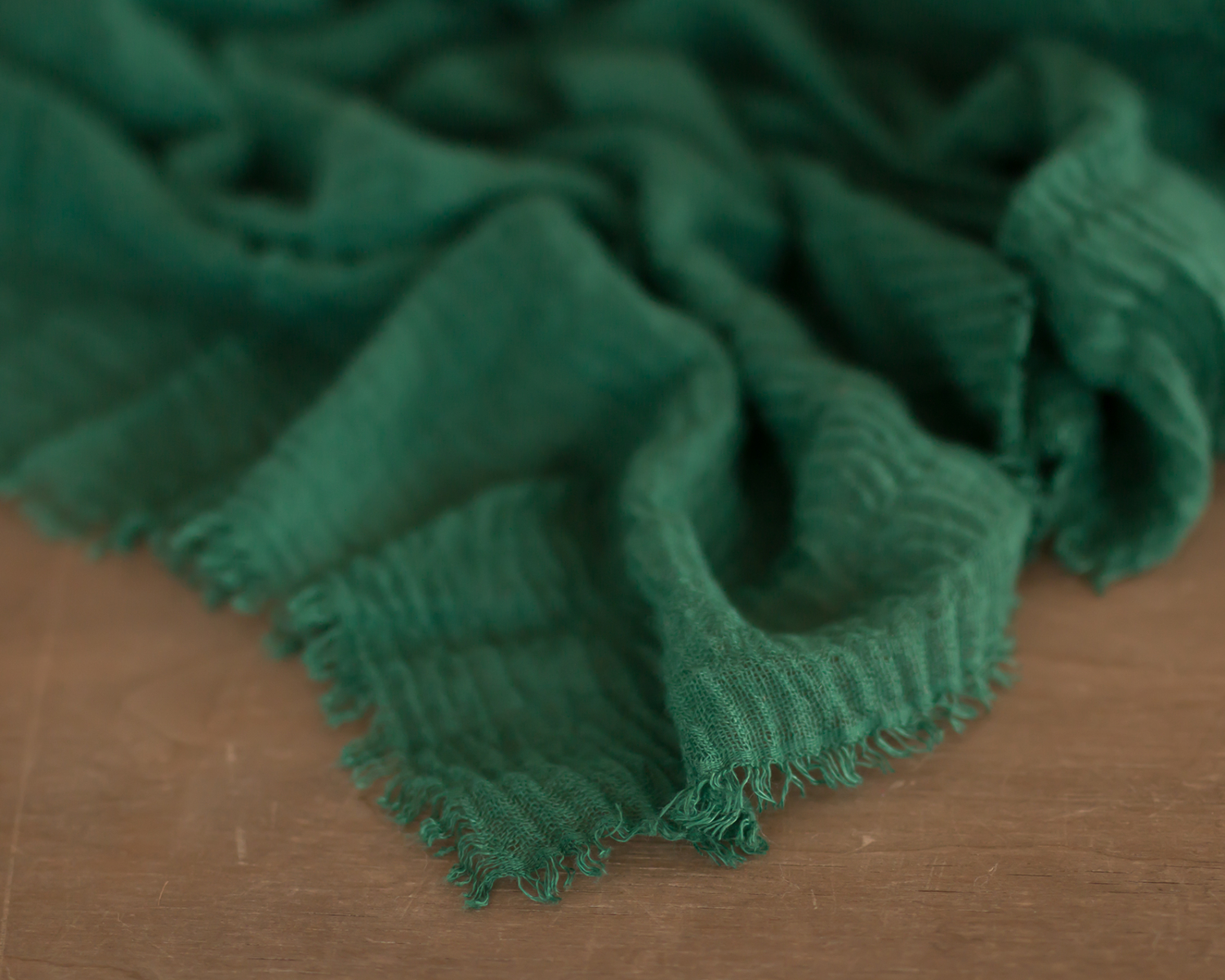 Green fringed scarf