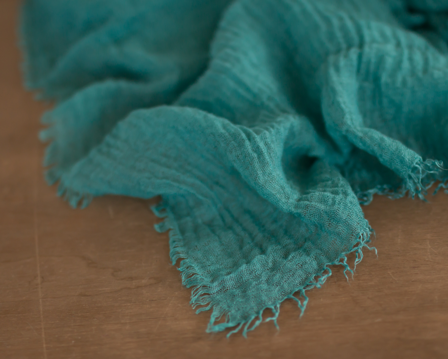 Green - blue fringed scarf