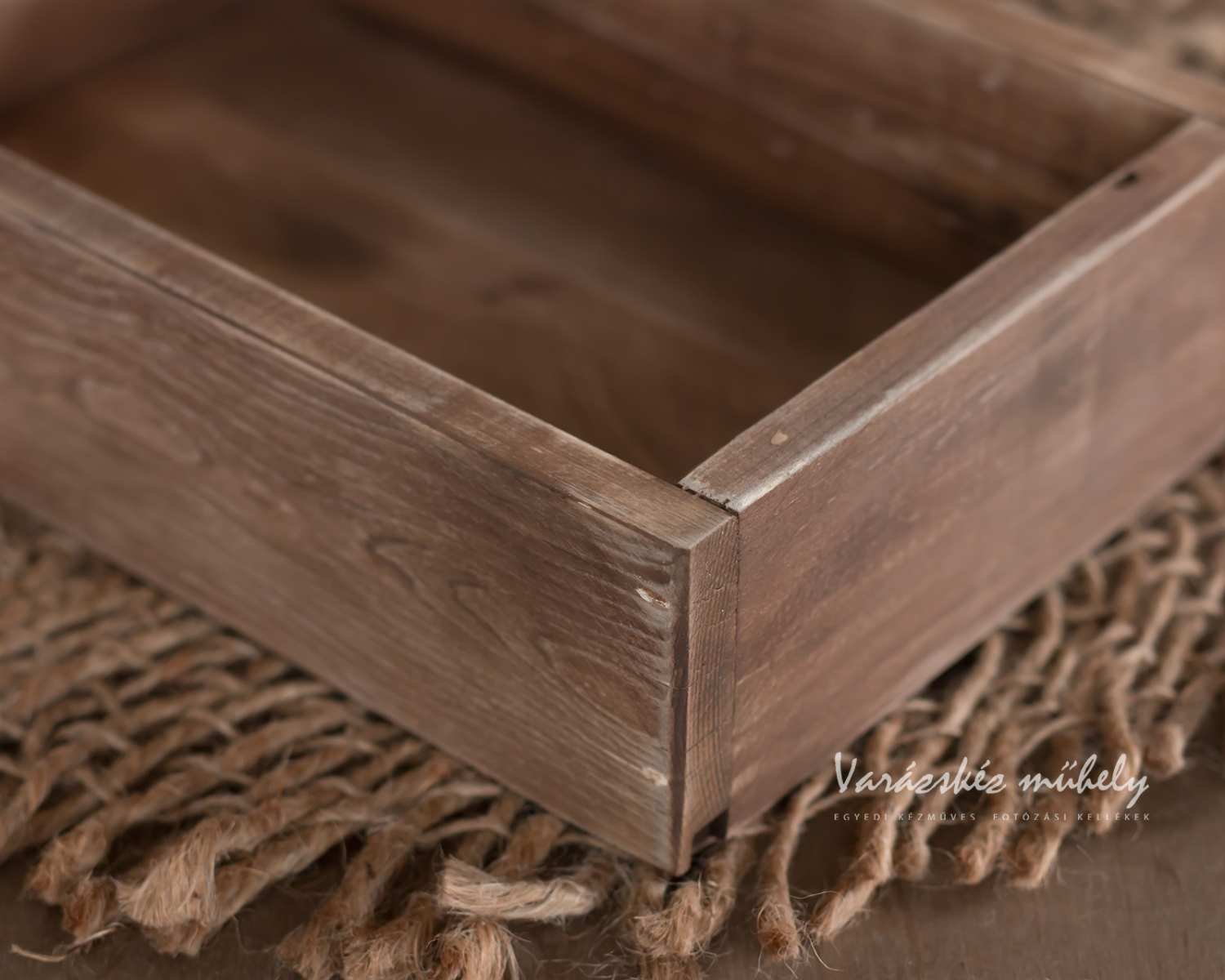 Brown wooden crate- newborn photography prop