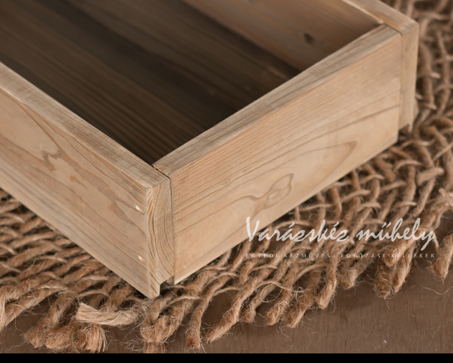 Light brown wooden crate- newborn photography prop