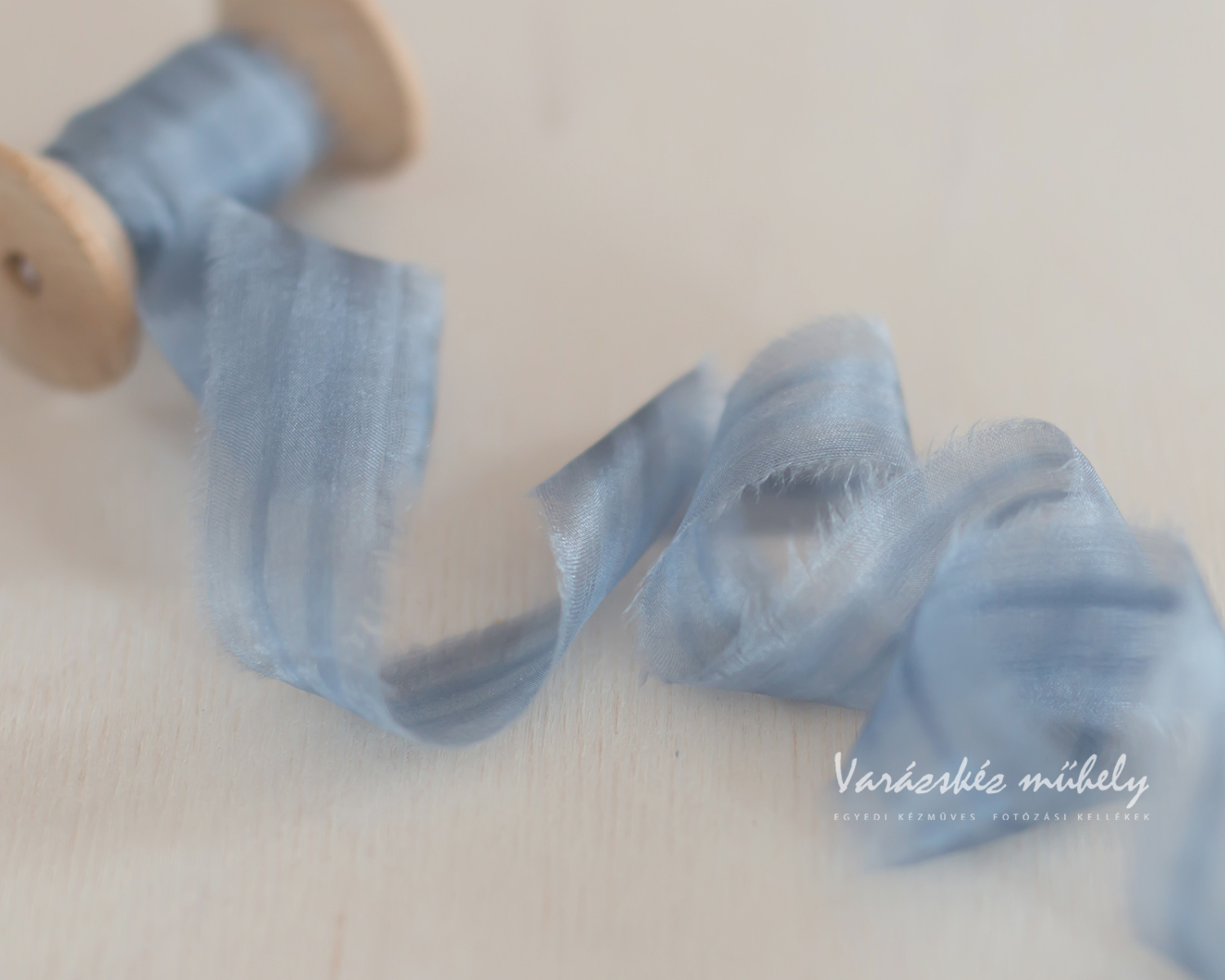 Blue-Gray, Habotai Silk Ribbon - 5cm