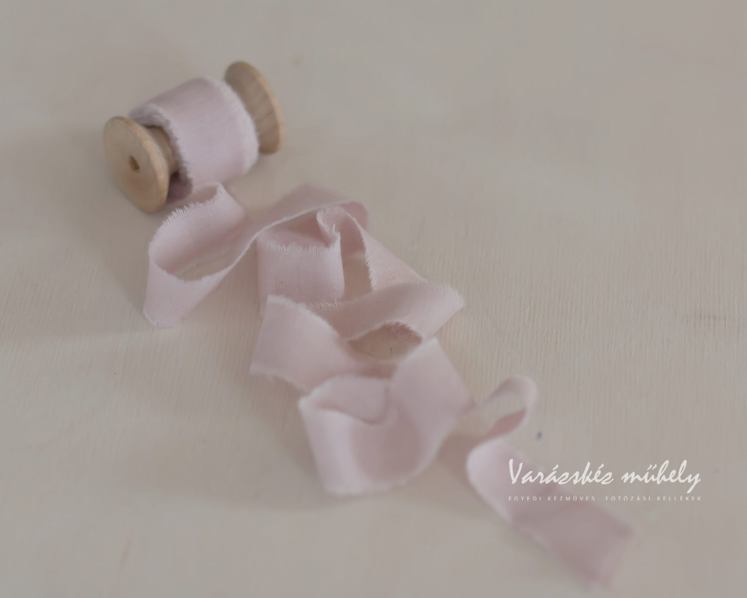 Pale Pink, Frayed Edge  Cotton Ribbon - 2,5cm