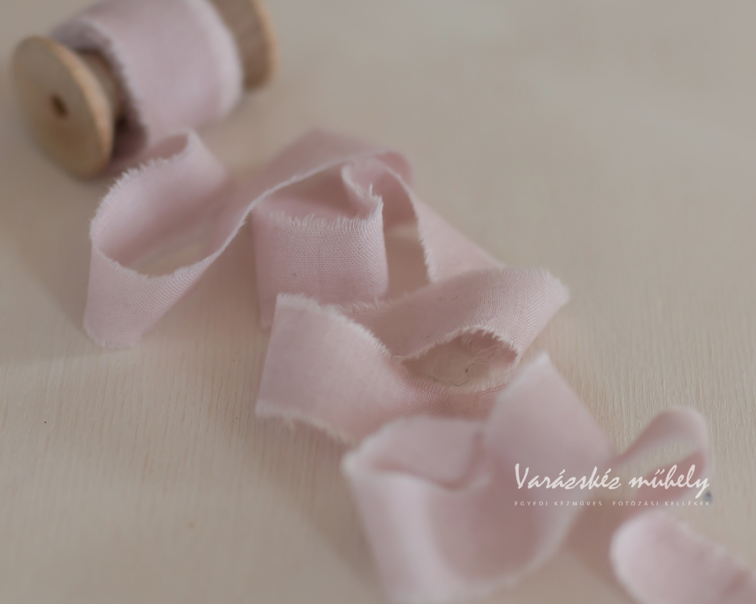 Pale Pink, Frayed Edge  Cotton Ribbon - 2,5cm