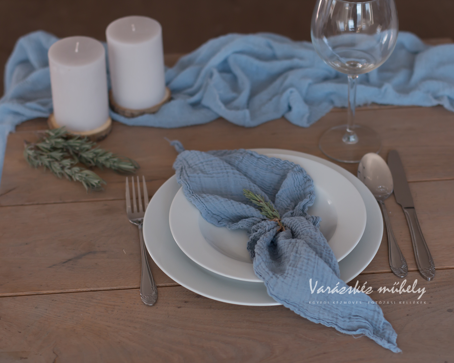 Wedding Cotton Napkins Blue-Grey Colour