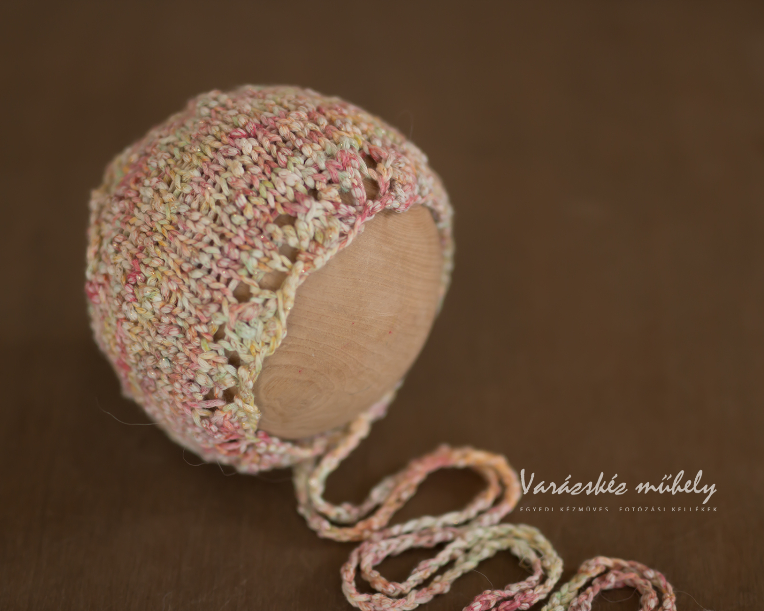 Yellow Pink Newborn Bonnet Lace Knit