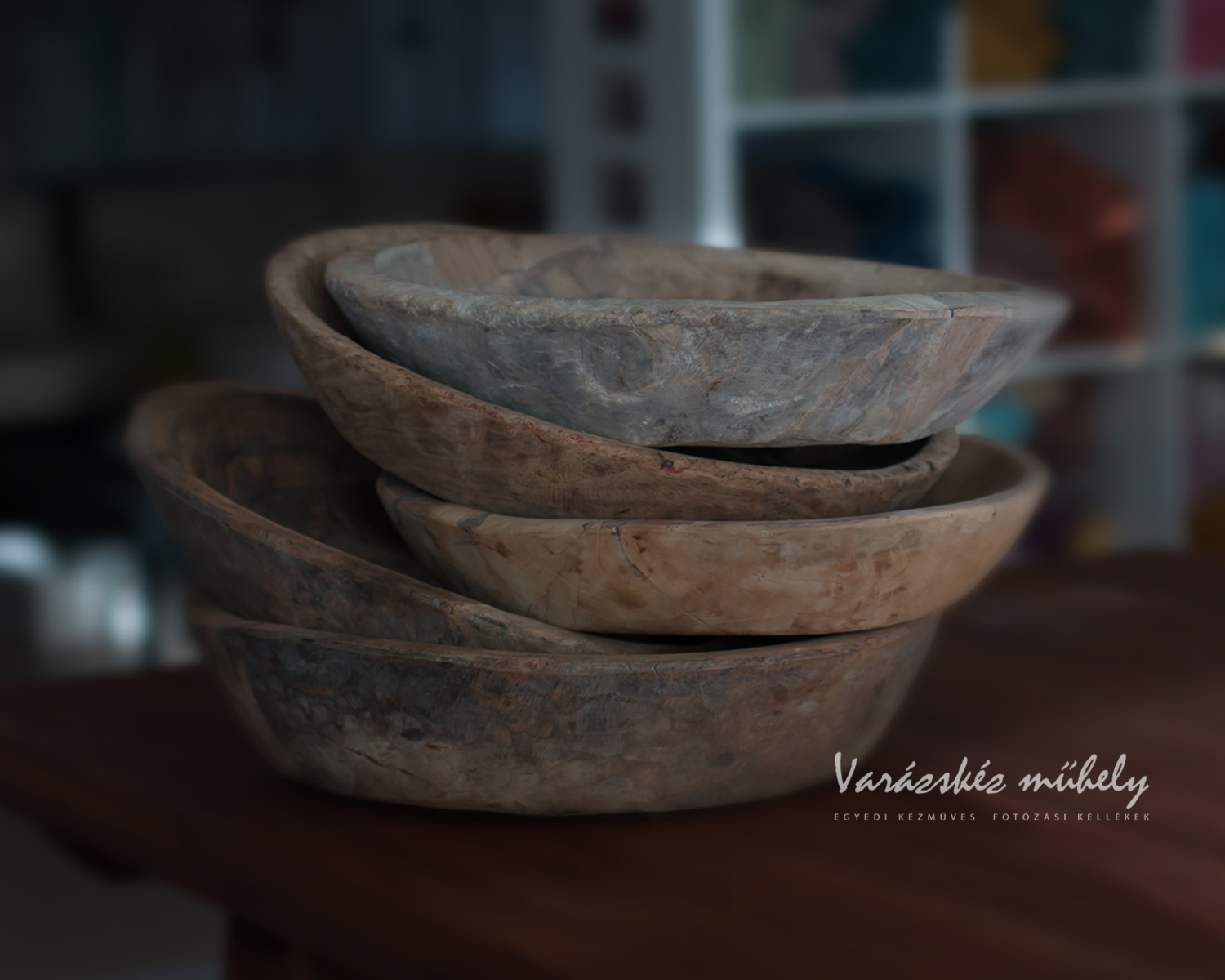 "8" Natural color round wooden bowl  40-42cm