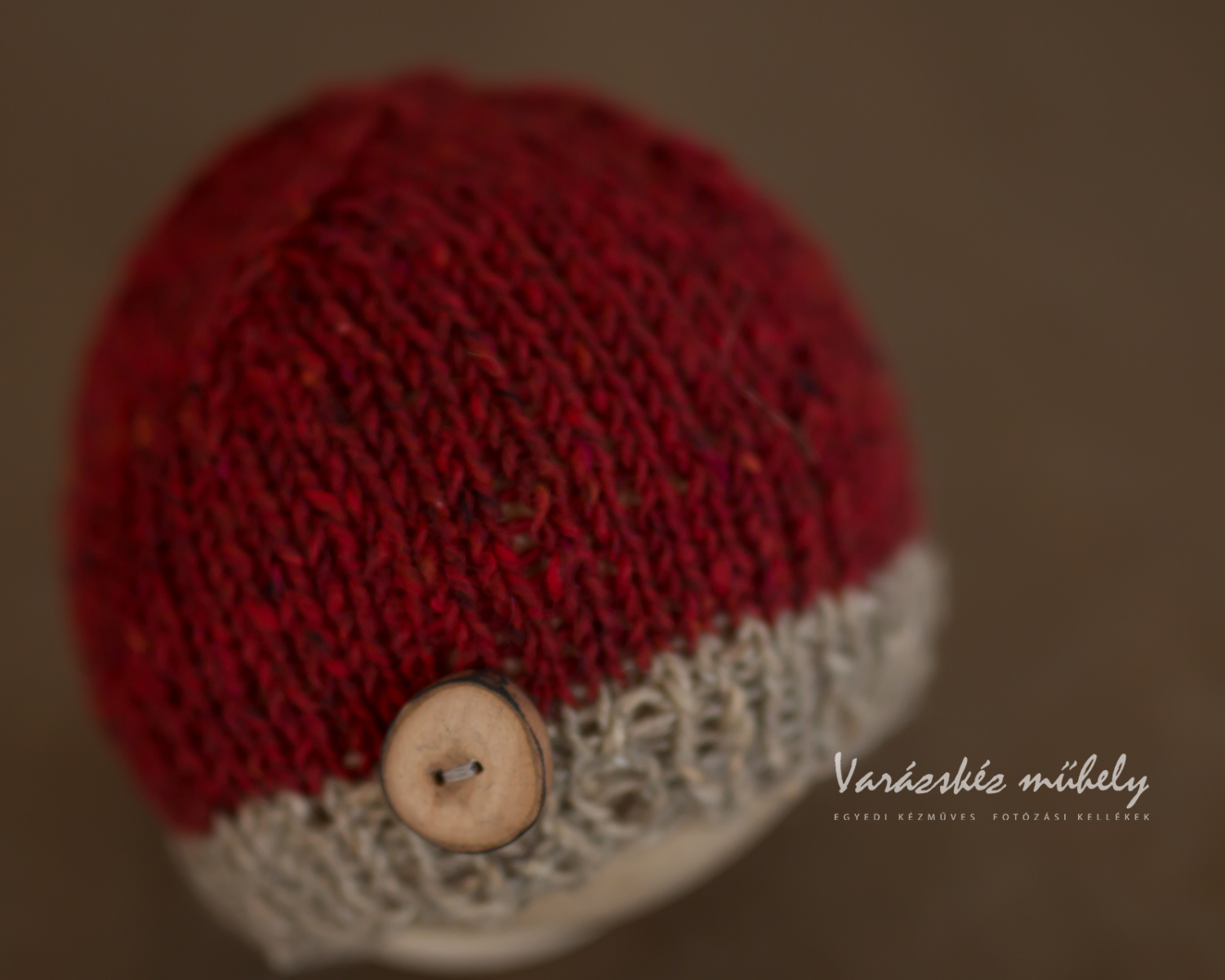 Rustic Claret Beige Hat with Wooden Button