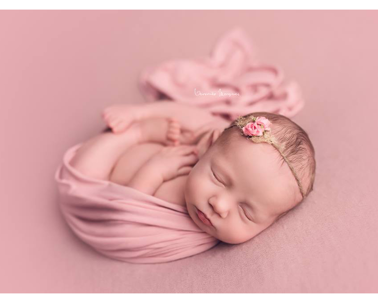 Floral Layer Girl Photo Prop Pink Beaded Tieback Prop Layer Baby Girl Prop Newborn Tieback Pink Prop *