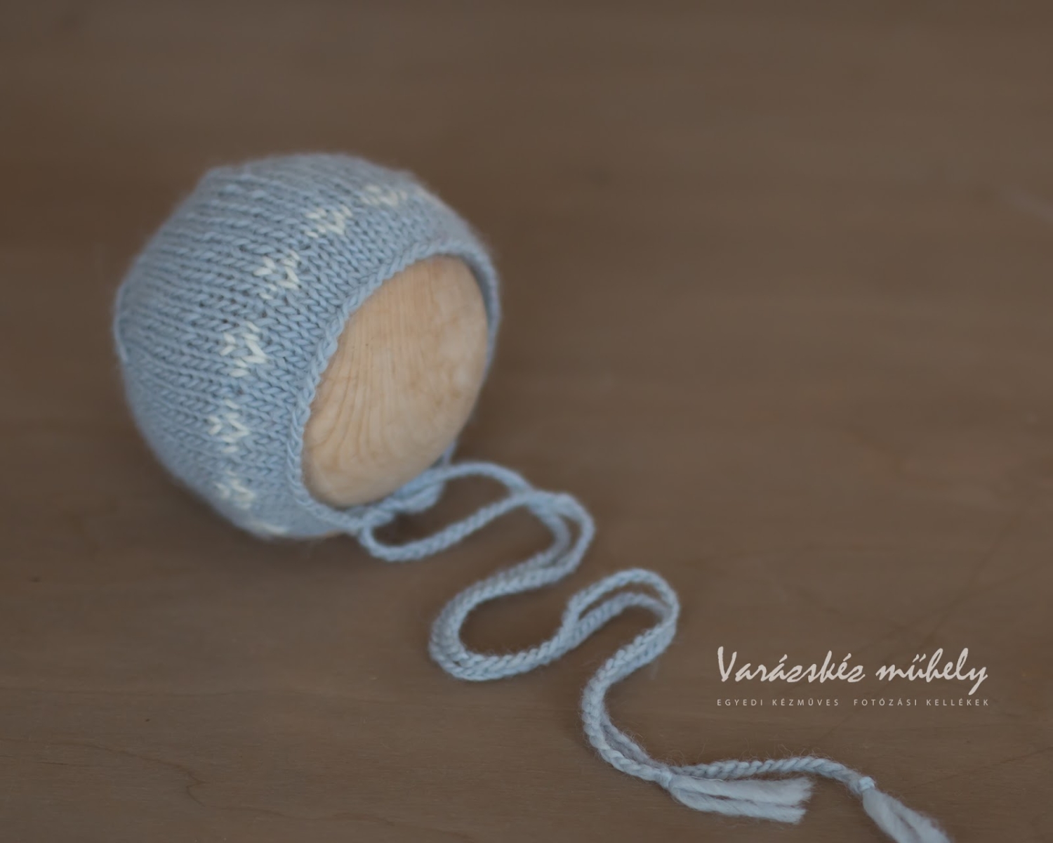 Light Blue Norwegian Knit Newborn Bonnet