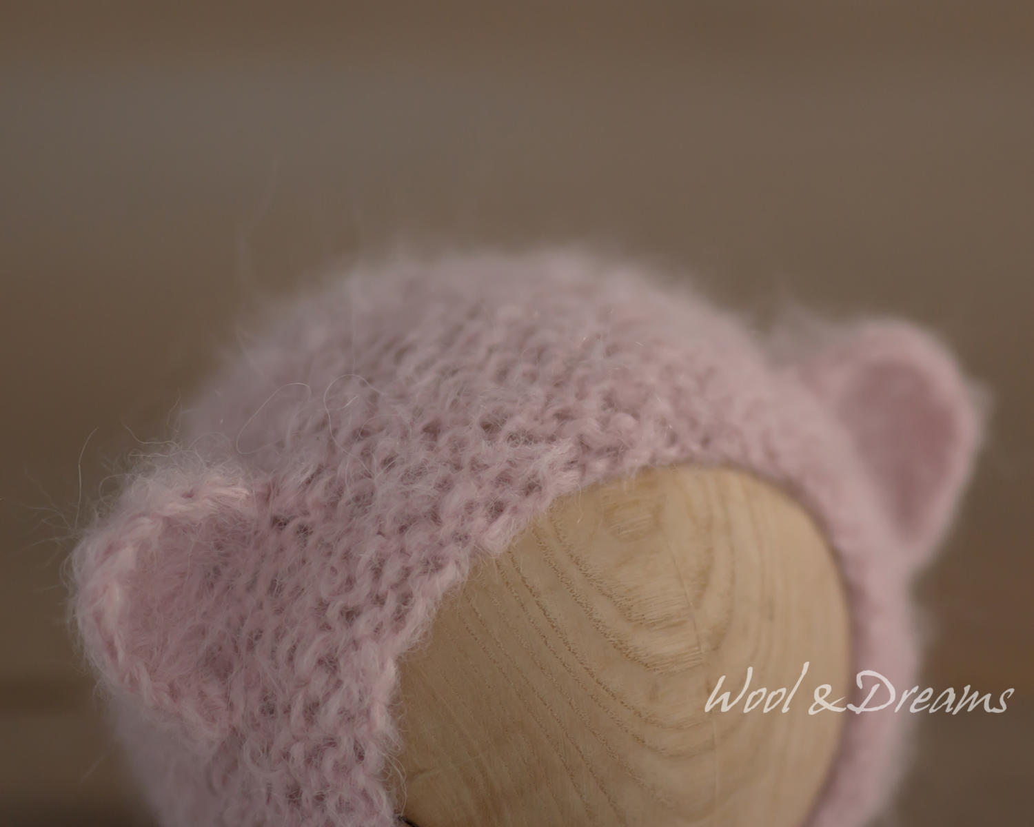 Light Pink Mohair Bear Bonnet