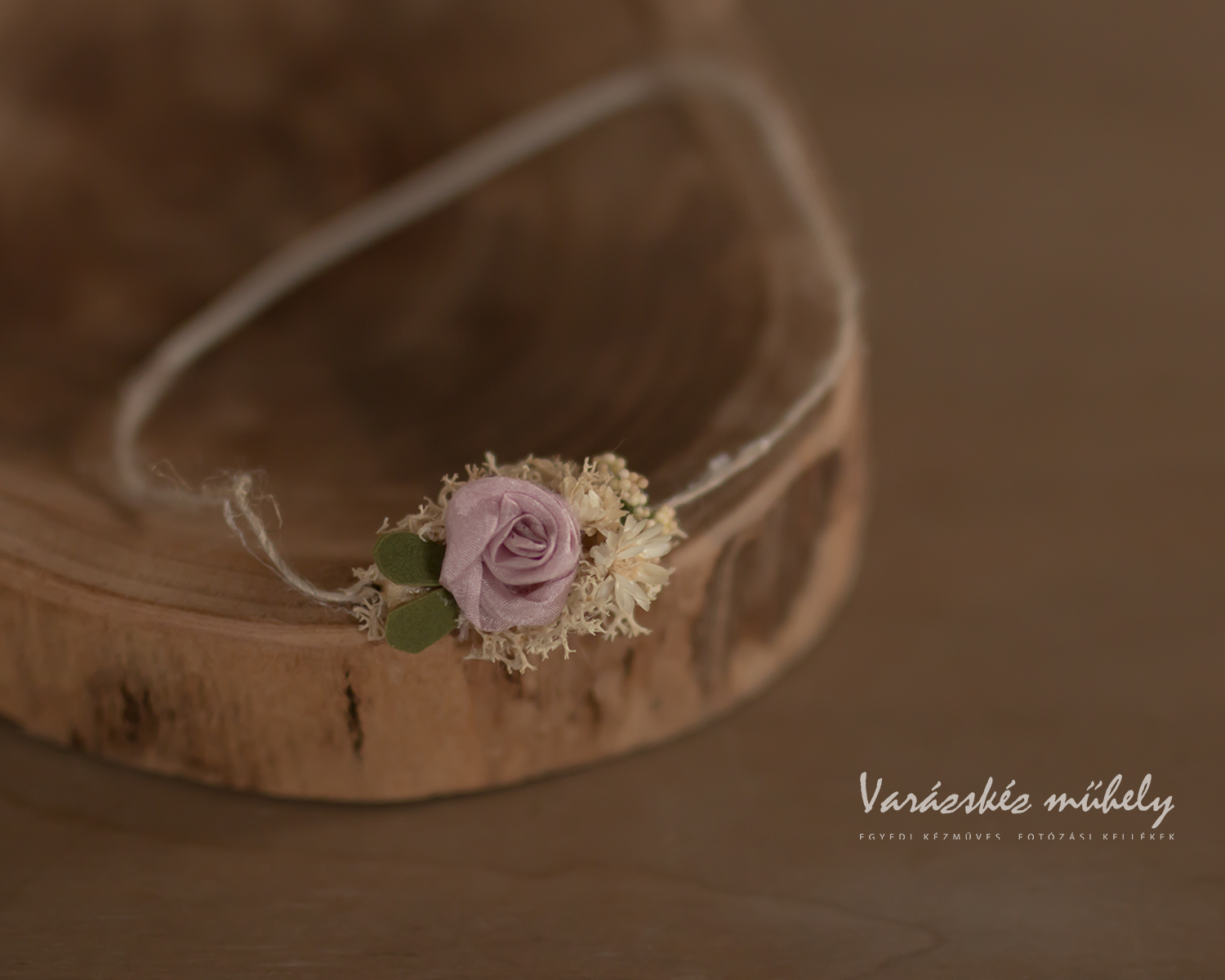 Rustic Floral Headband, Mauve Rose